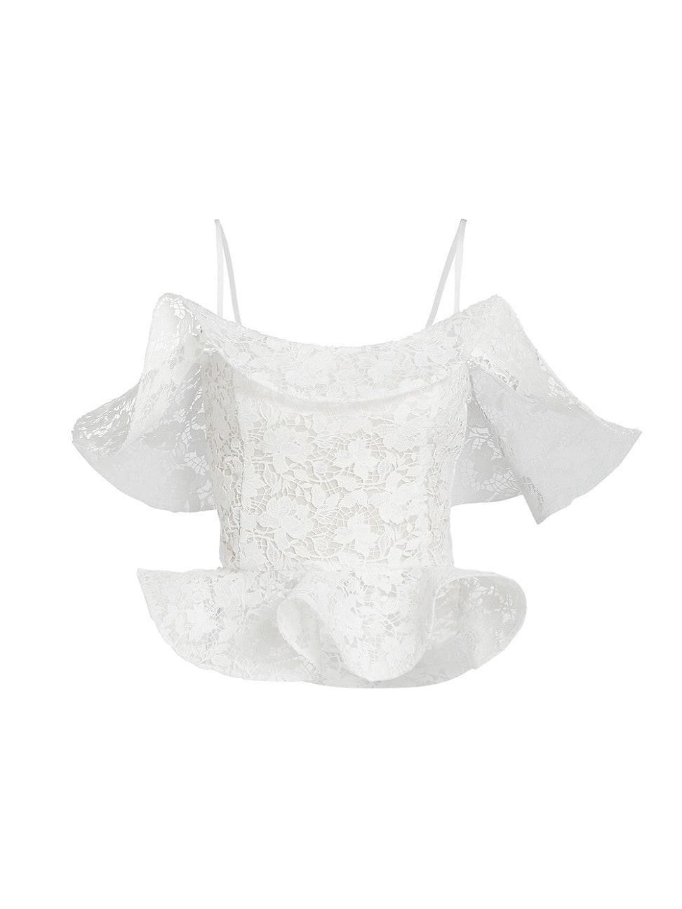 Gardenia Guipure Ruffle Peplum  Blouse Product Image