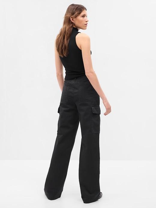 Mid Rise Loose Khaki Cargo Pants Product Image