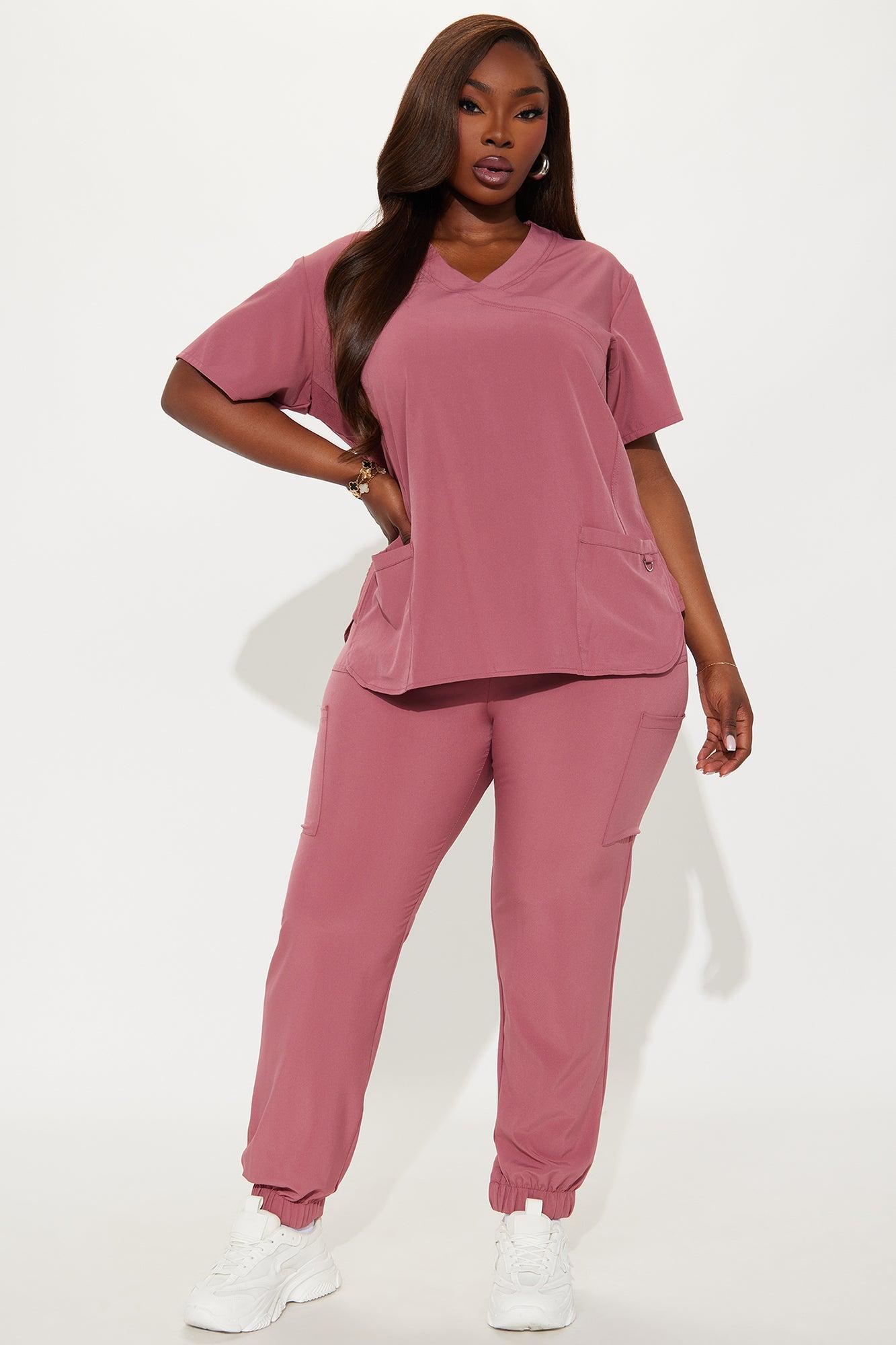 Feeling Better Stretch Scrub Uniform Jogger Set - Rose Product Image