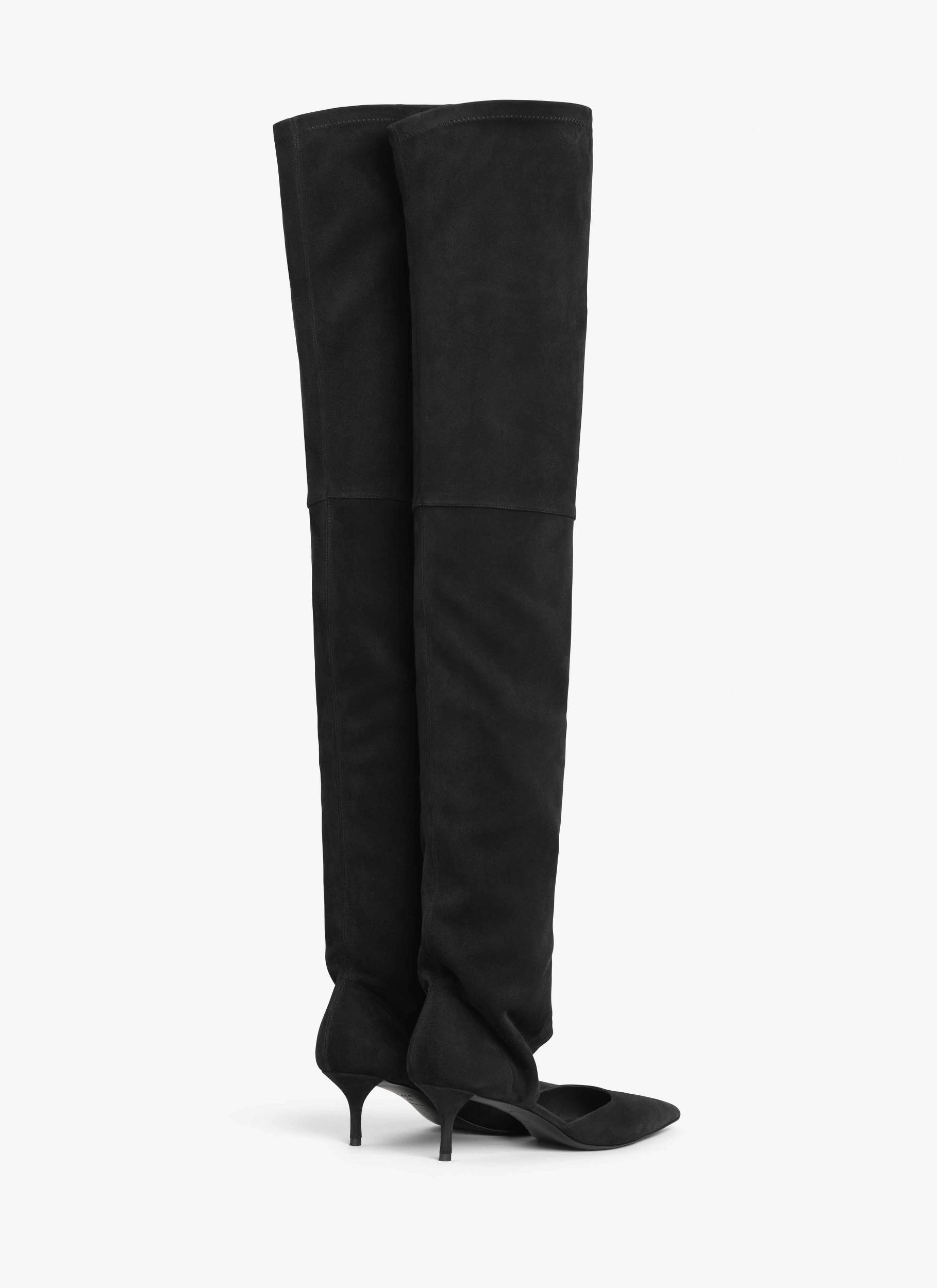 BLACK HIGH BOOTS IN STRETCH SUEDE Product Image
