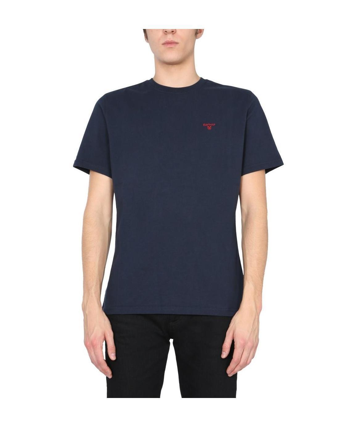 BARBOUR Embroidered-logo Cotton T-shirt In Black Product Image