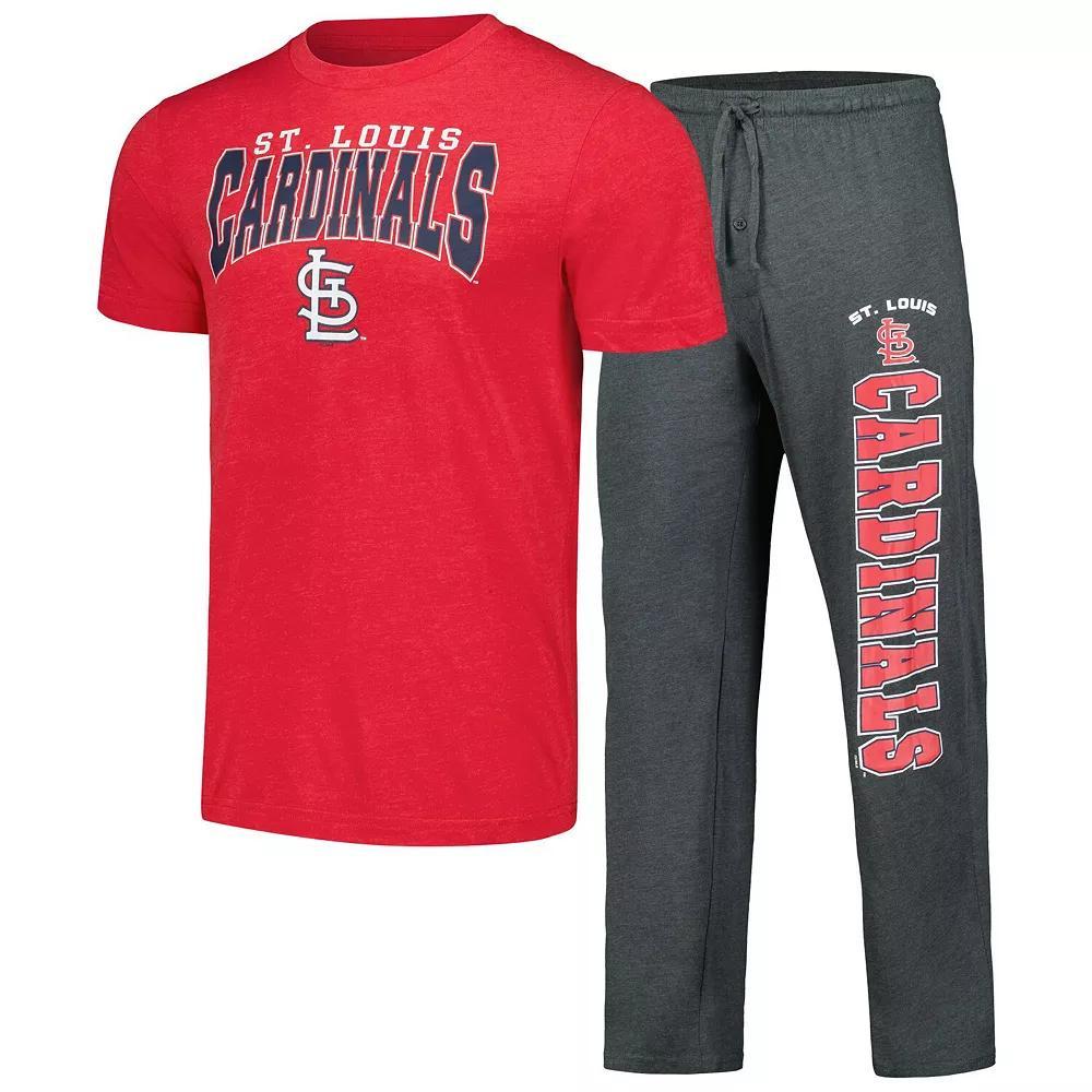 Men's Concepts Sport Charcoal/Red St. Louis Cardinals Meter T-Shirt & Pants Sleep Set, Size: 2XL Product Image