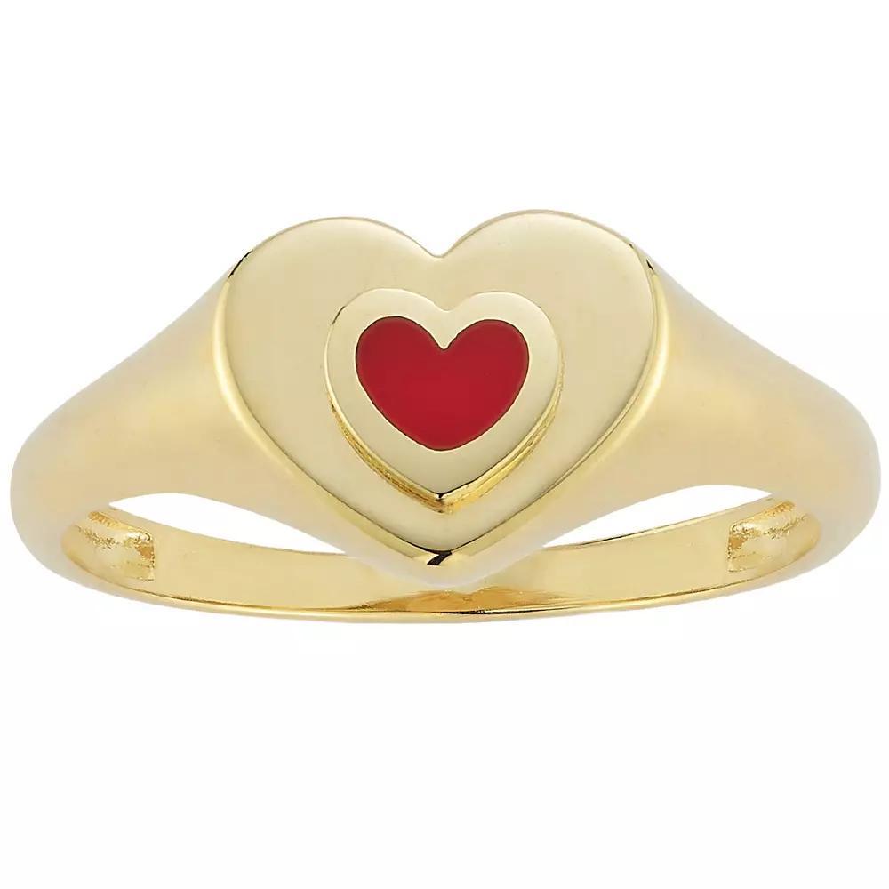 LUMINOR GOLD 14k Gold Enamel Heart Signet Ring, Women's, Size: 8 Product Image