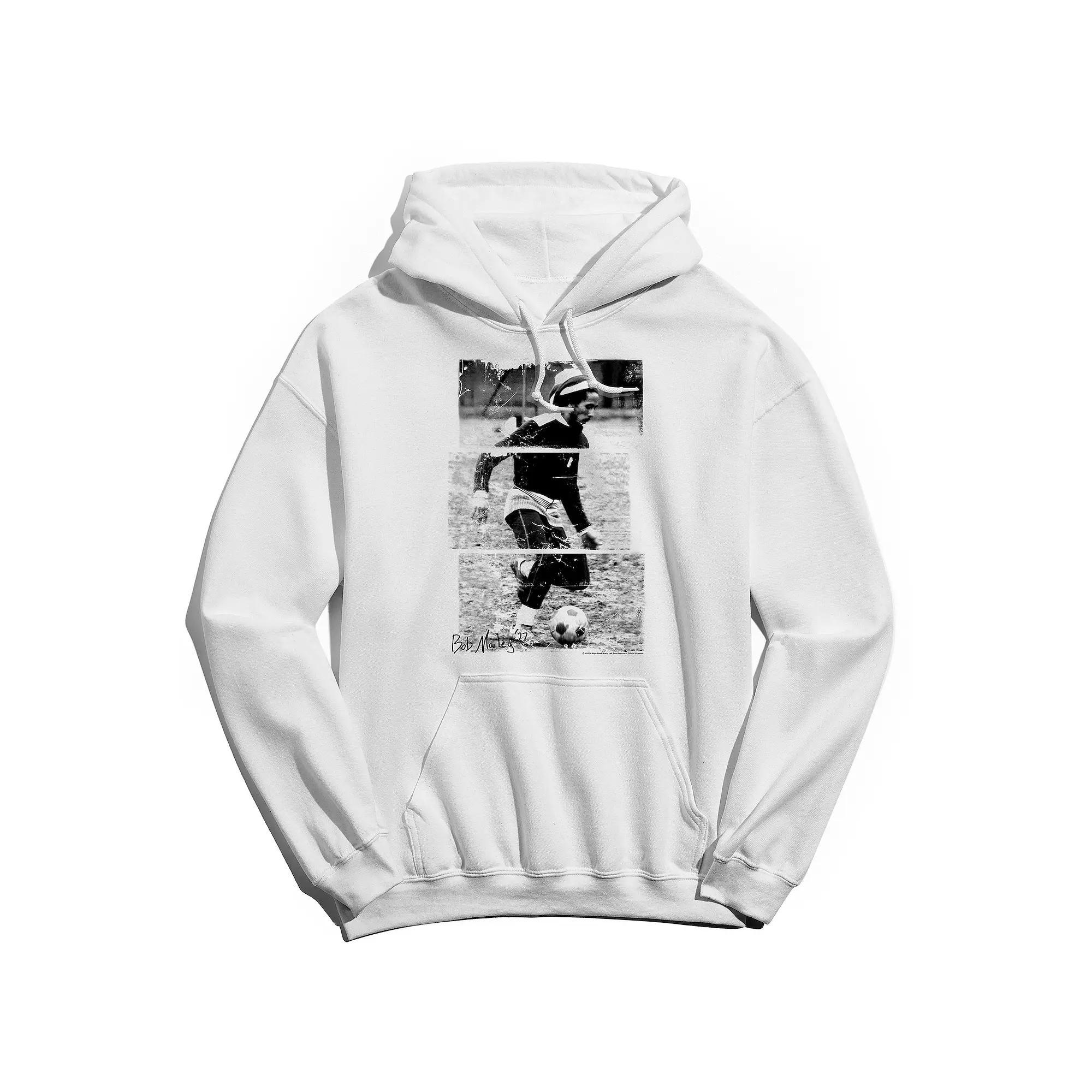 Men's Bob Marley Soccer 77 Hoodie, Size: Small, White Product Image