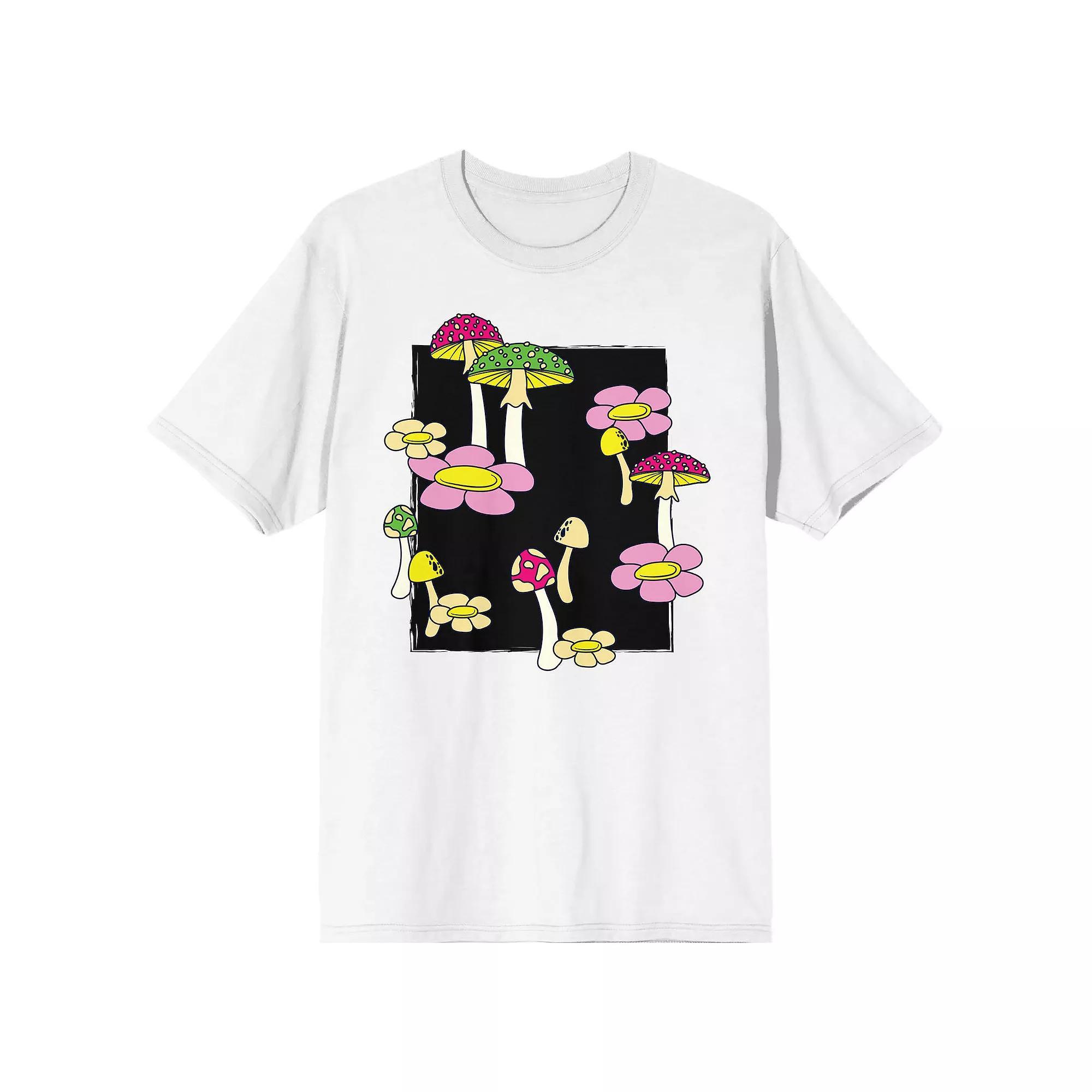 Men's Natural World Mushrooms Tee, Size: Large, White Product Image
