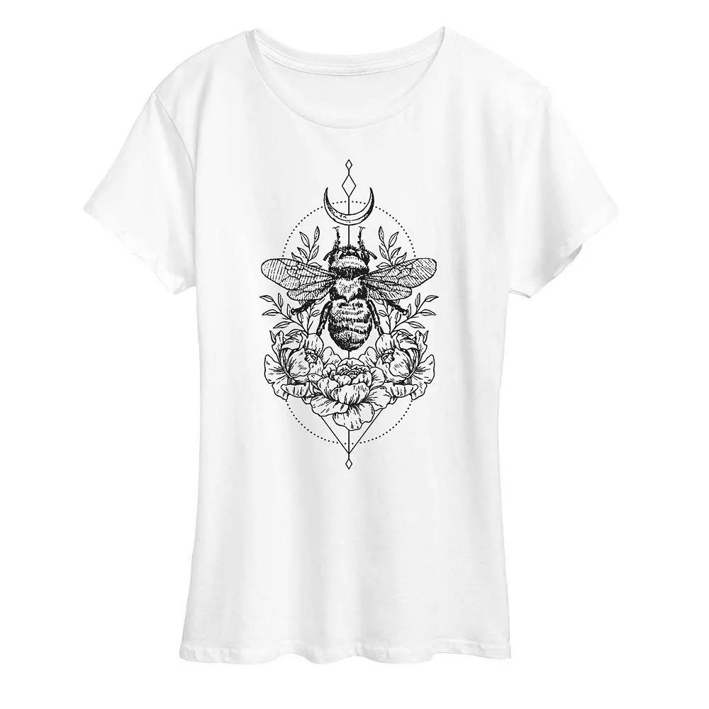 Women's Astrological Floral Bee Graphic Tee, Girl's, Size: XL, White Product Image