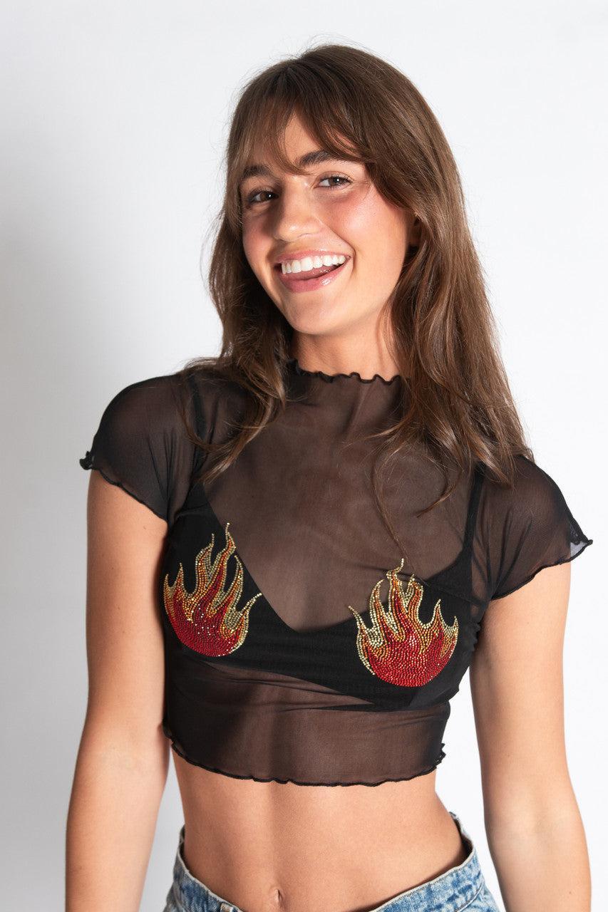 Crystal Flames Mesh Tee Product Image