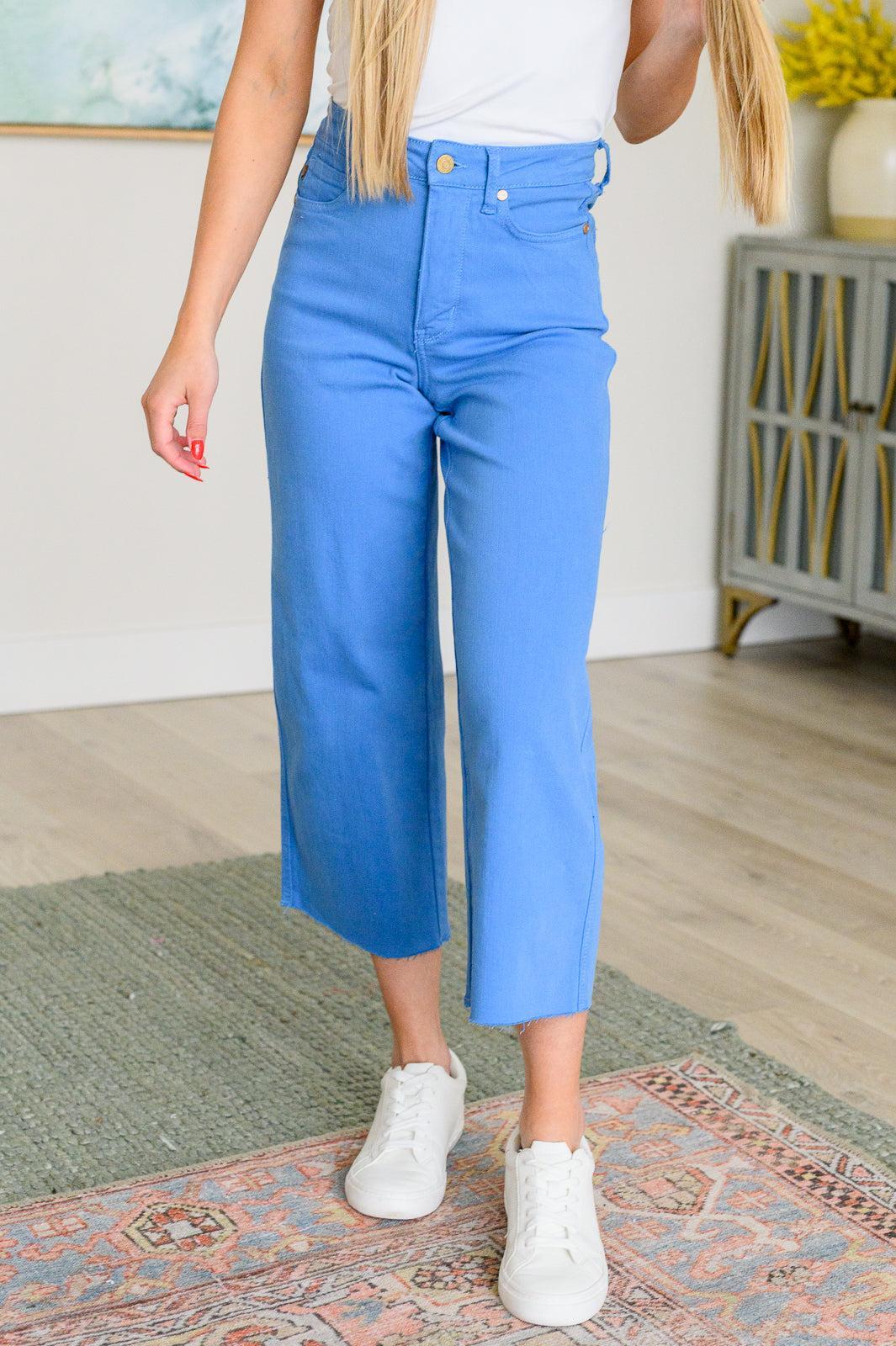 Lisa Hi-Rise Control Top Wide Leg Crop Judy Blue Jeans in Sky Blue - ONLINE EXCLUSIVE! Product Image