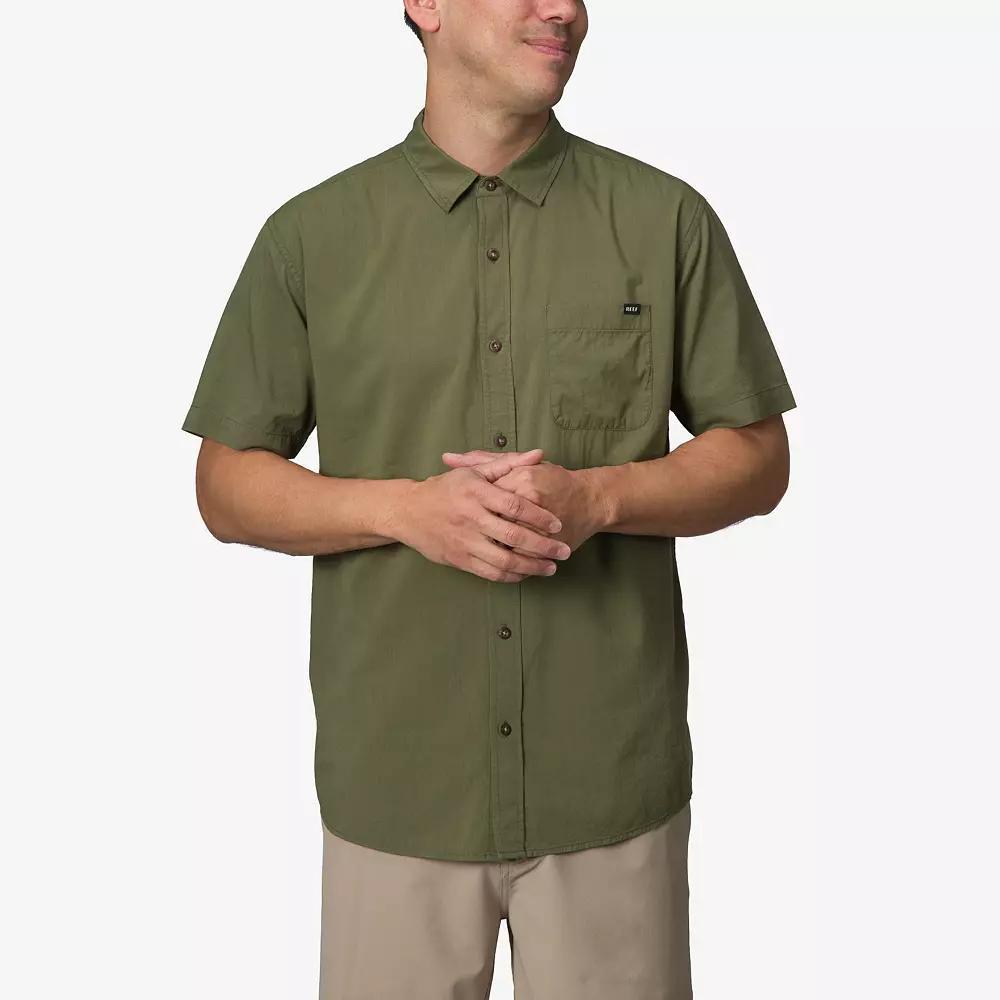 Men's REEF Collins Woven Shirt, Size: XXL, Brown Product Image