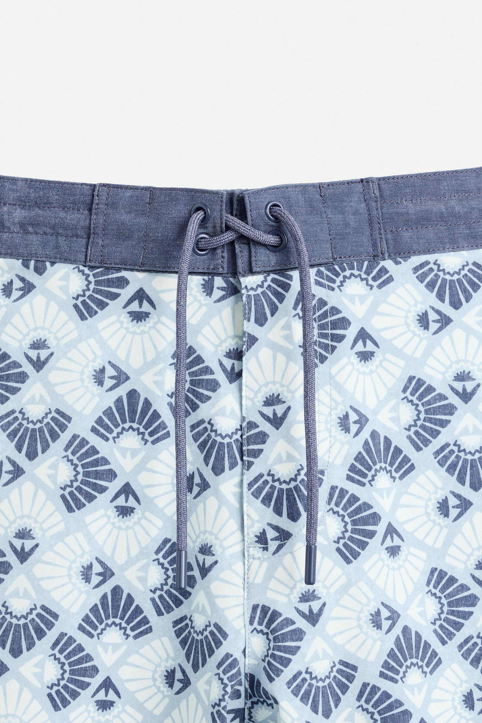 GEOMETRIC PRINT LONGLINE SWIMMING TRUNKS Product Image