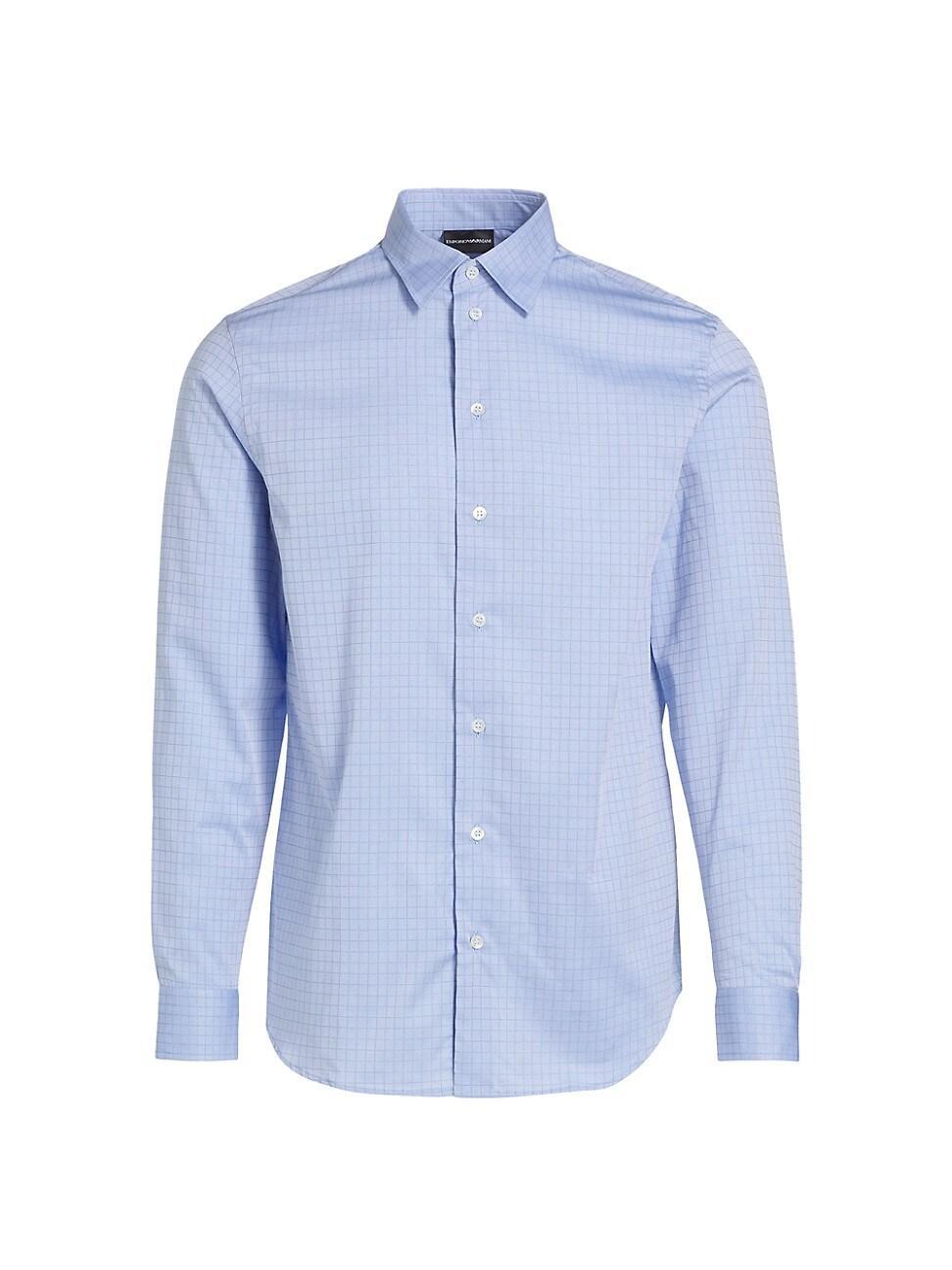 Mens Cotton Grid Check Sport Shirt Product Image