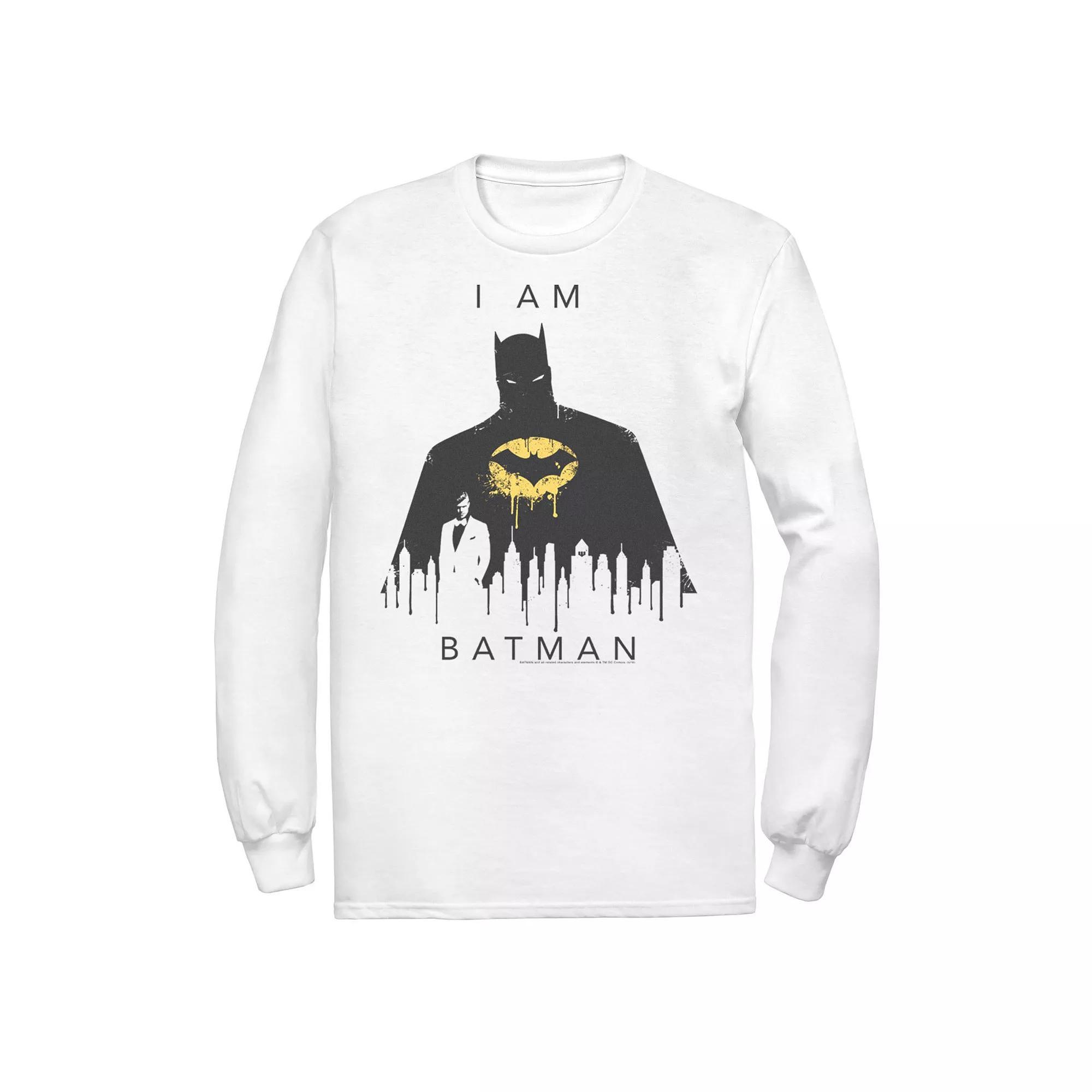 Men's DC Comics I Am Batman Skyline Poster Tee, Size: Small, White Product Image