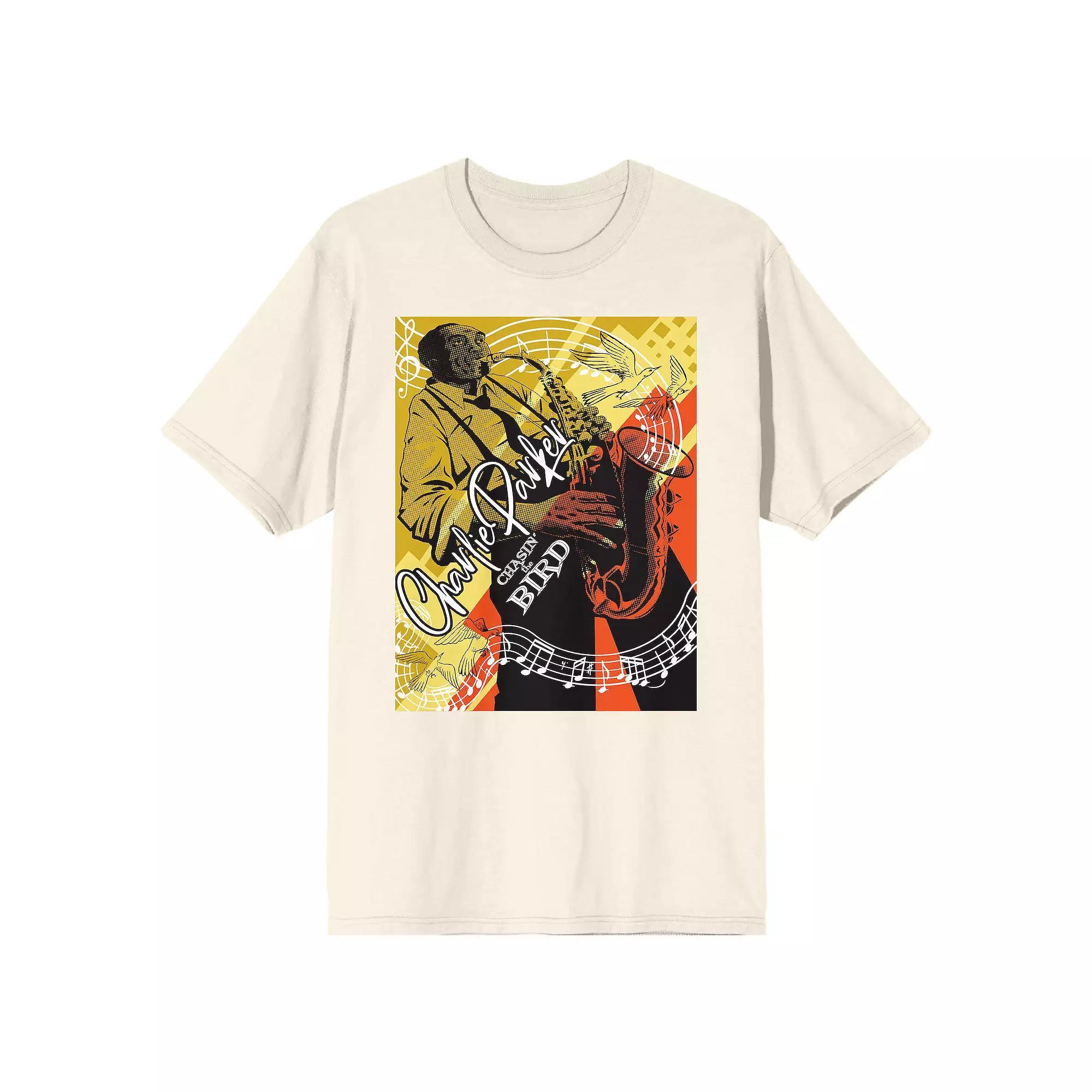 Men's Charlie Parker Playing Sax Chasin' The Bird Jazz Graphic Tee, Size: XXL, Beige Product Image