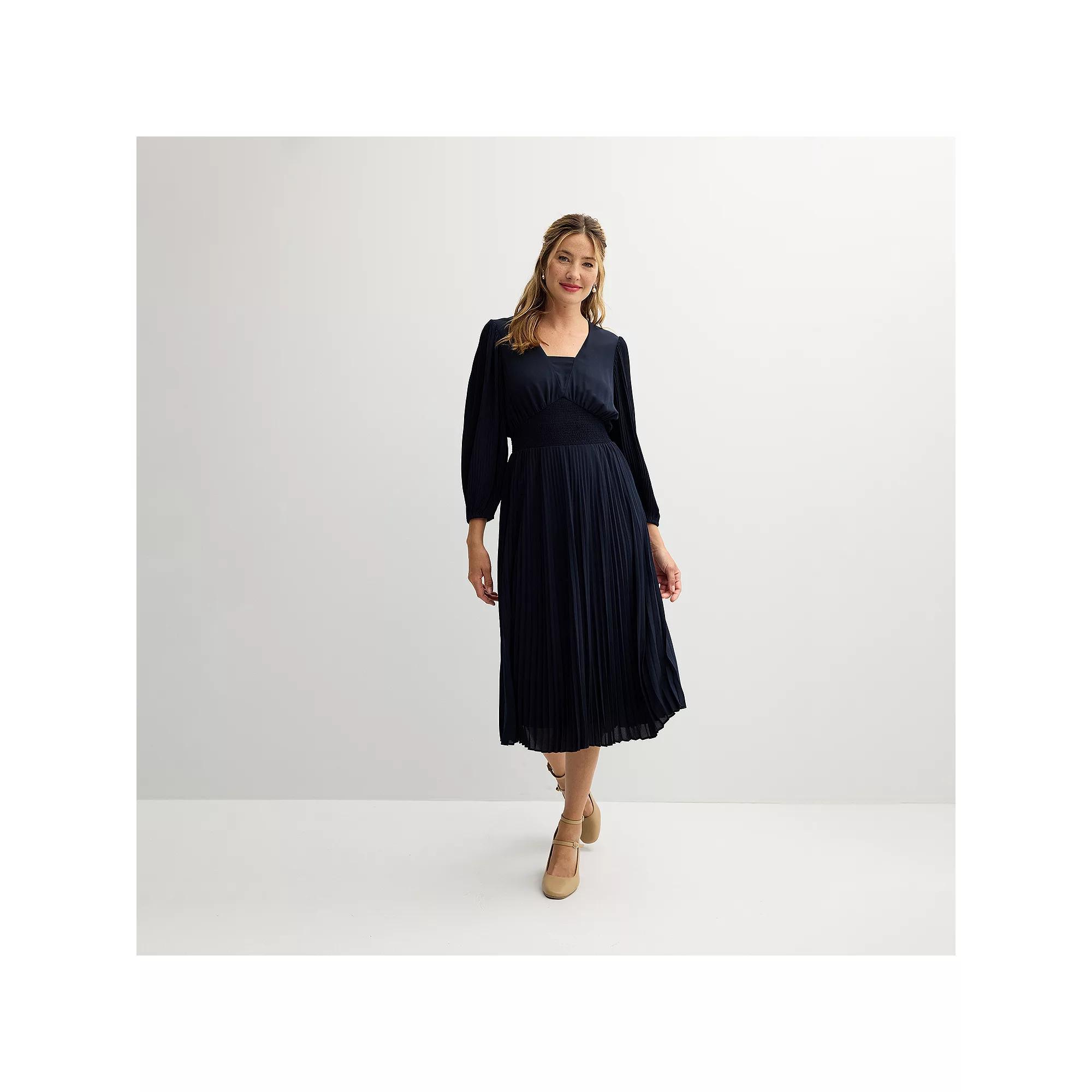 Womens Nanette Lepore Pleated Fit & Flare Dress Blue Product Image
