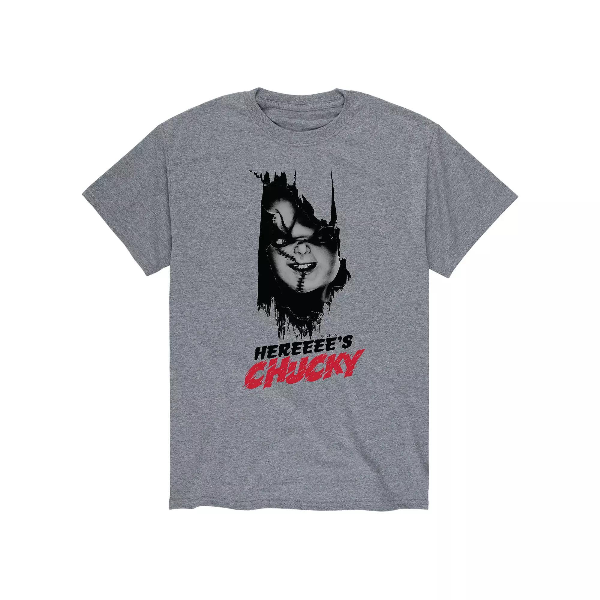 Men's Chucky Here's Chucky Tee, Size: Large, Gray Product Image
