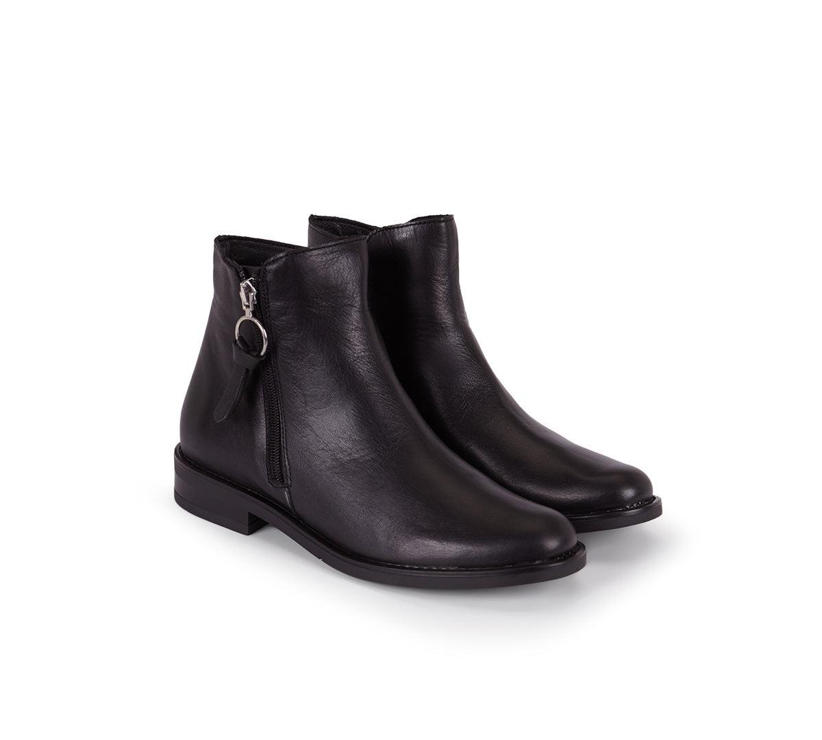 Cottage Black Leather Bootie Product Image