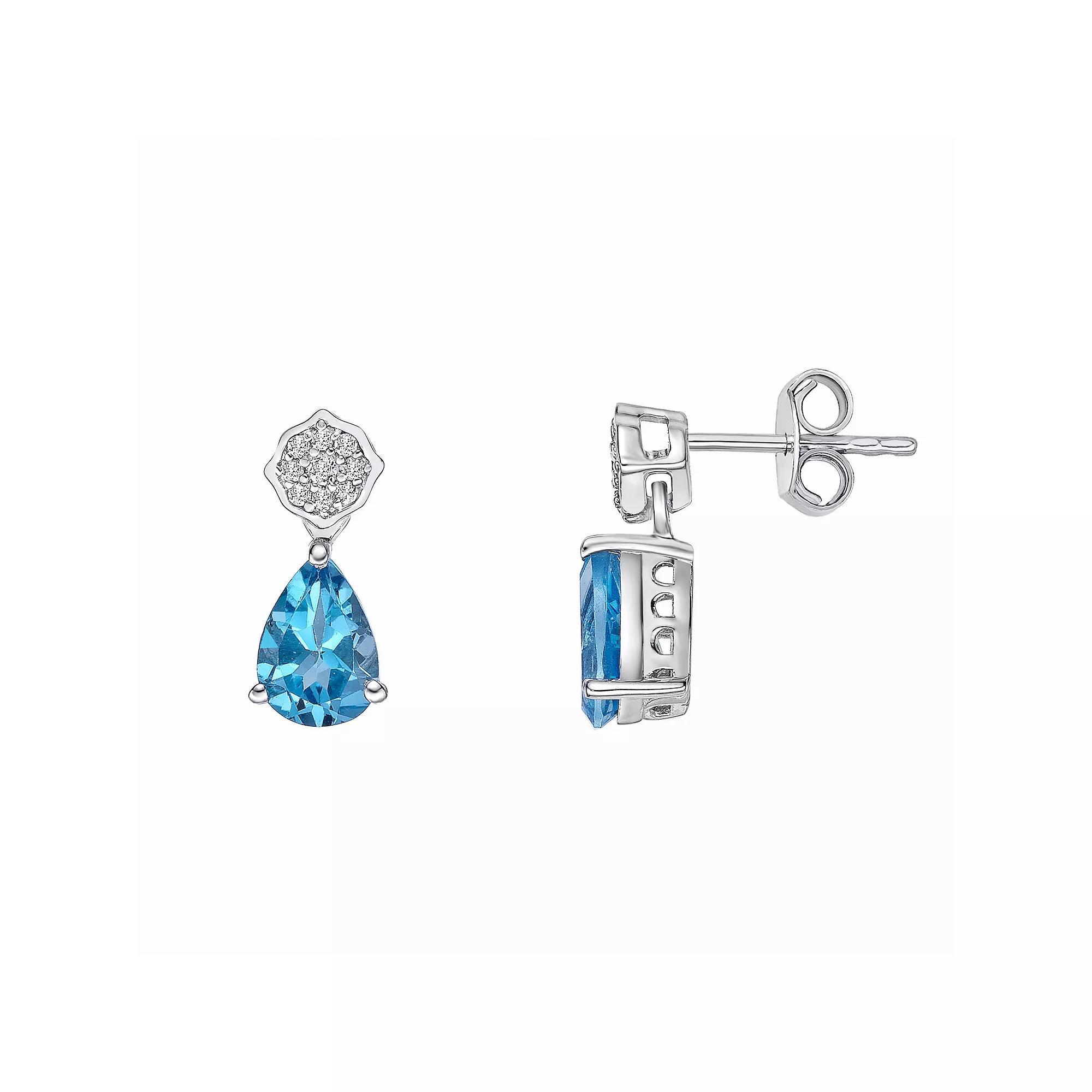 Gemminded Sterling Silver Blue Topaz & White Topaz Earrings, Women's Product Image