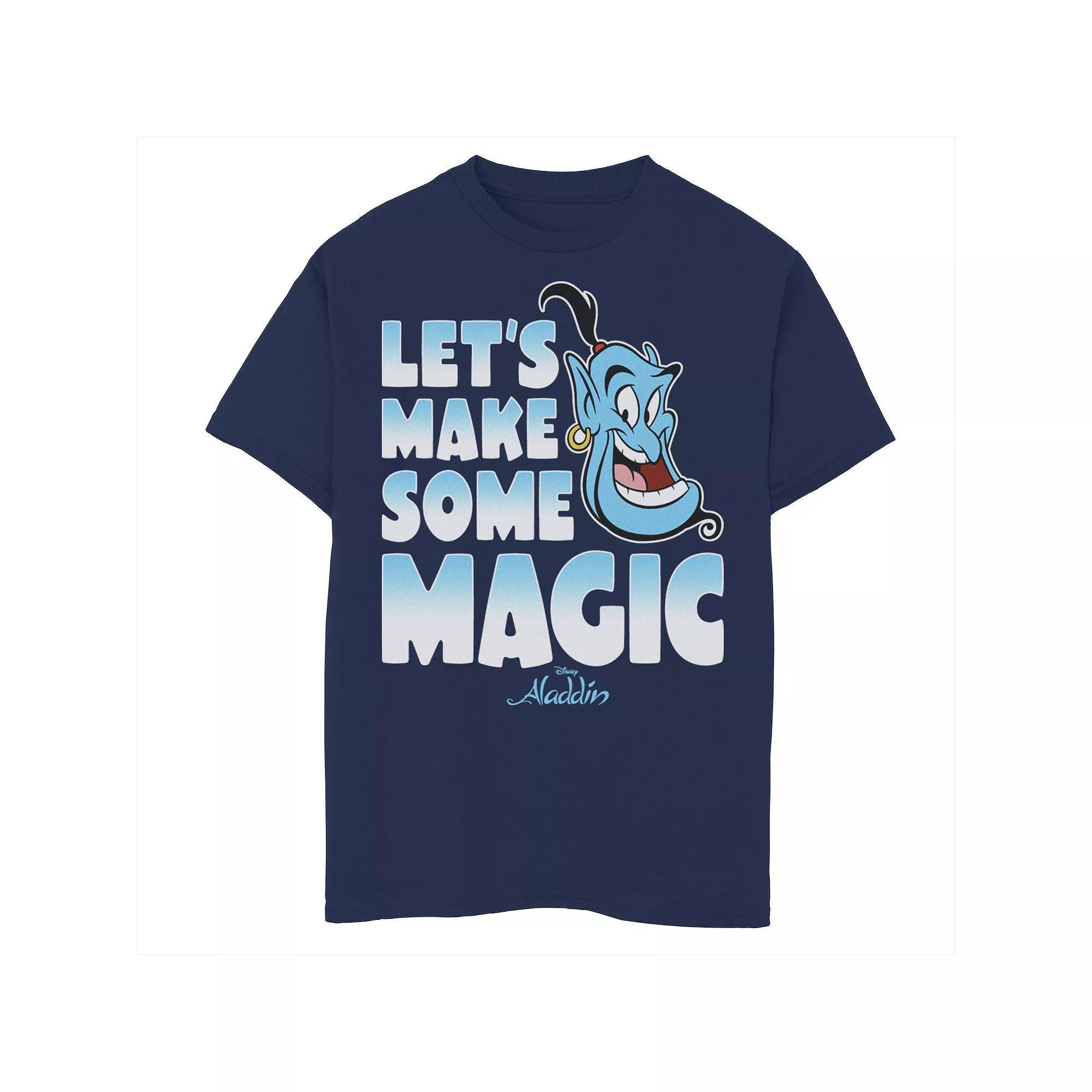 Disneys Aladdin Genie Mens Lets Make Some Magic Gradient Text Tee, Boys Blue Product Image