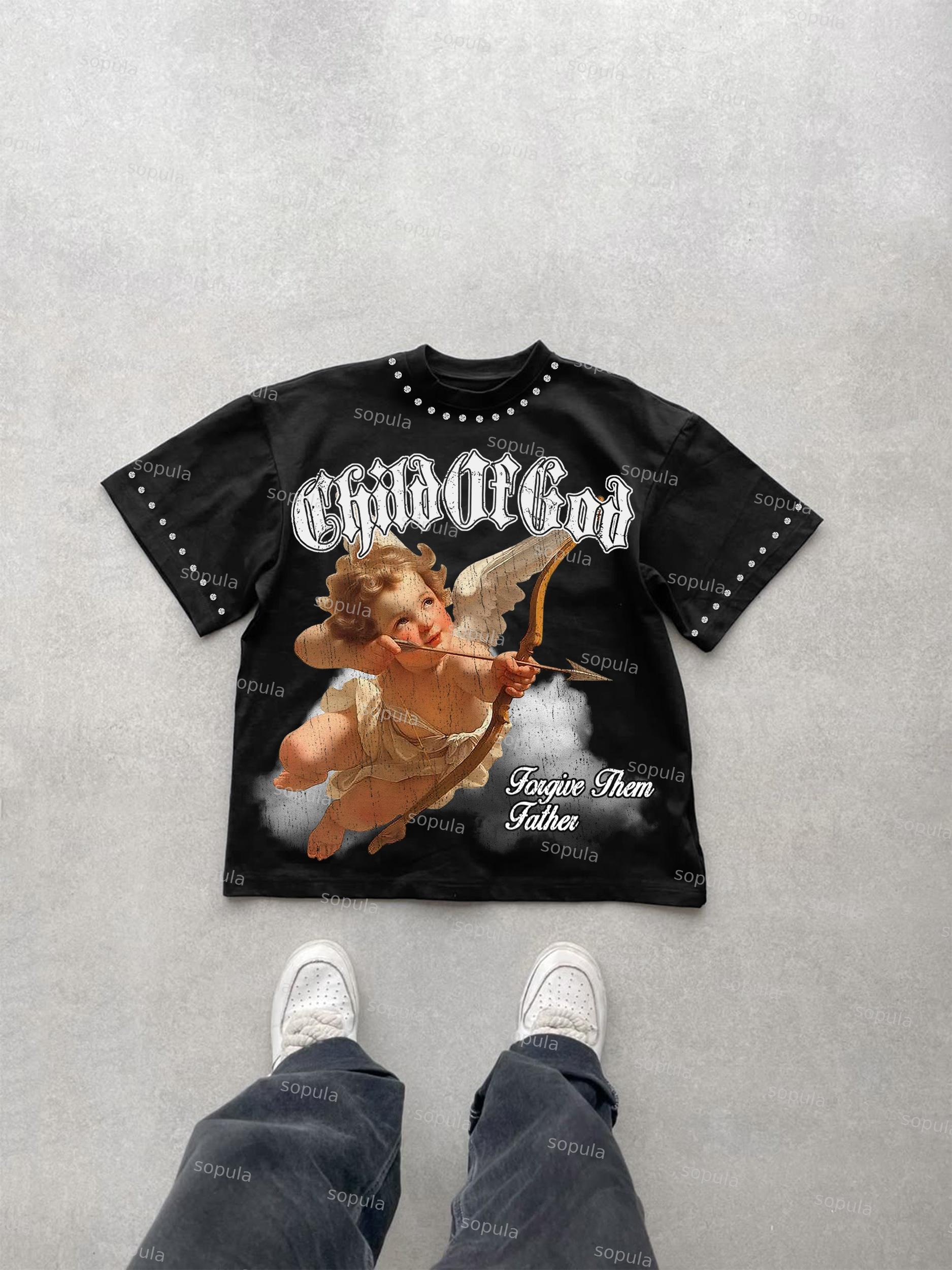 Archery Angel Bible Graphic Cotton T-shirt Product Image