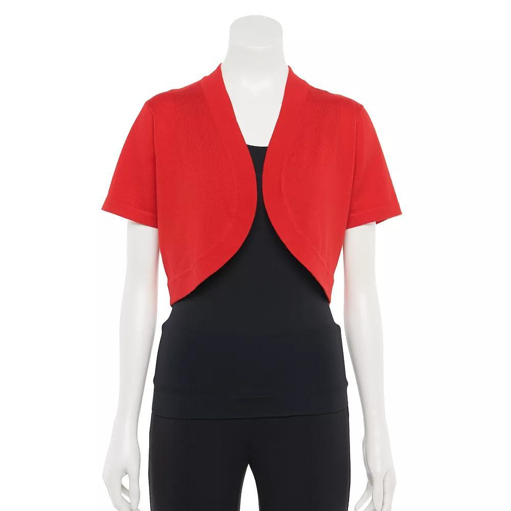 Women's Nina Leonard Open-Front Crop Bolero, Size: Medium, Real Red Product Image