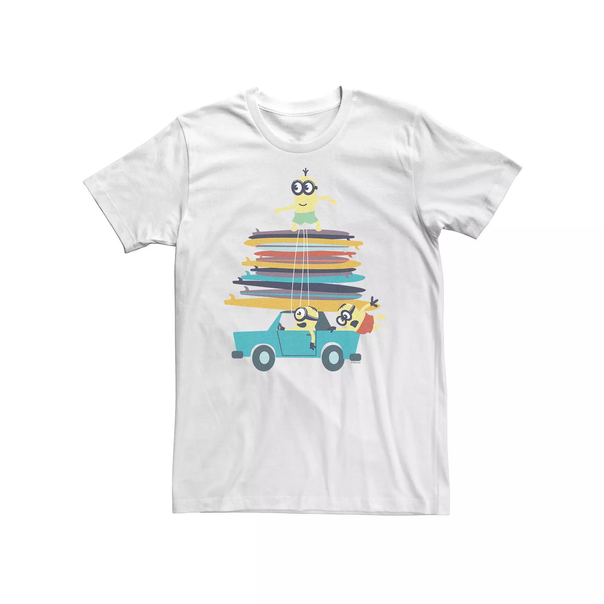 Big & Tall Despicable Me Minions Dave Kevin Stuart Summer Surf Tee, Men's, Size: XXL Tall, White Product Image