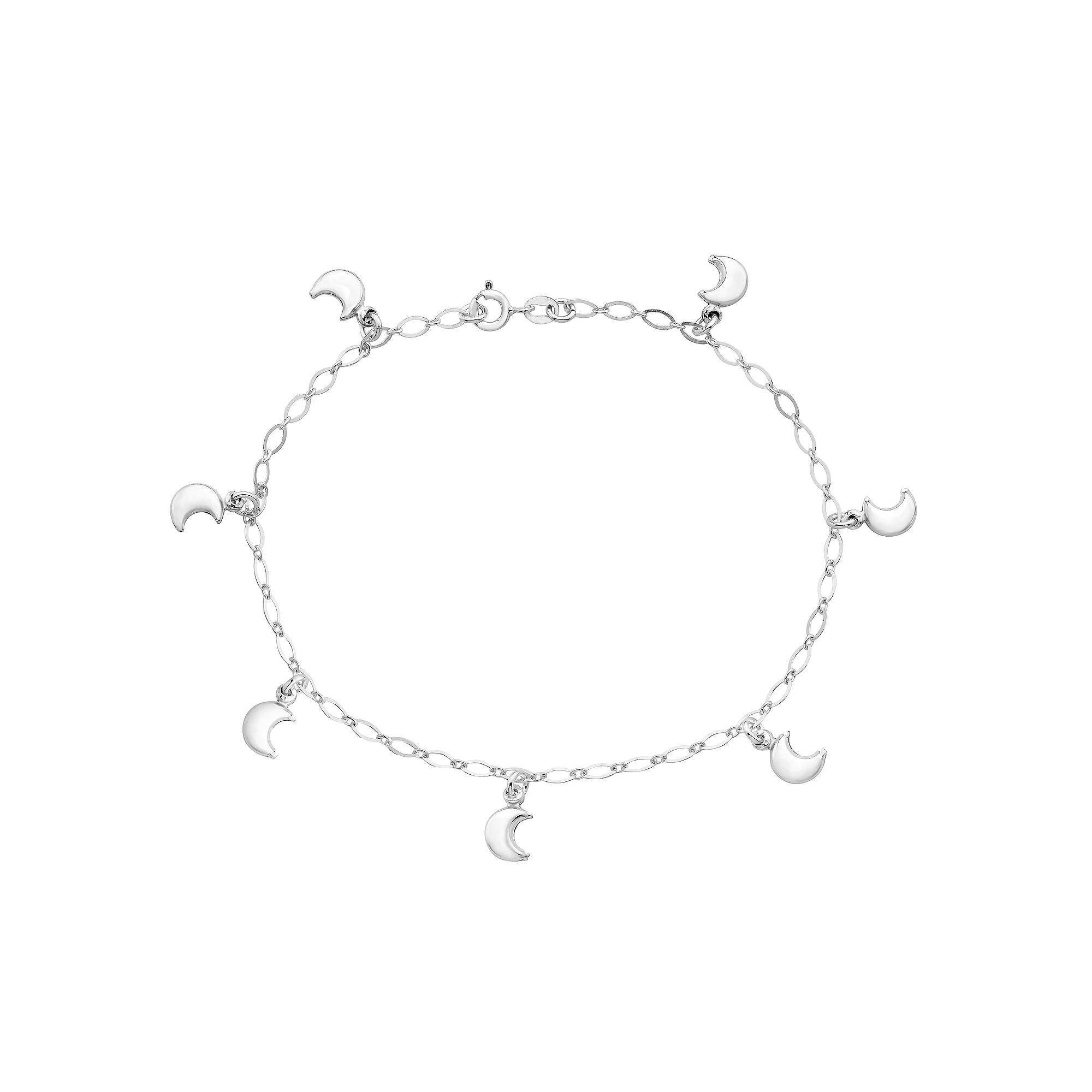 Sterling Silver Moon Anklet, Womens Product Image
