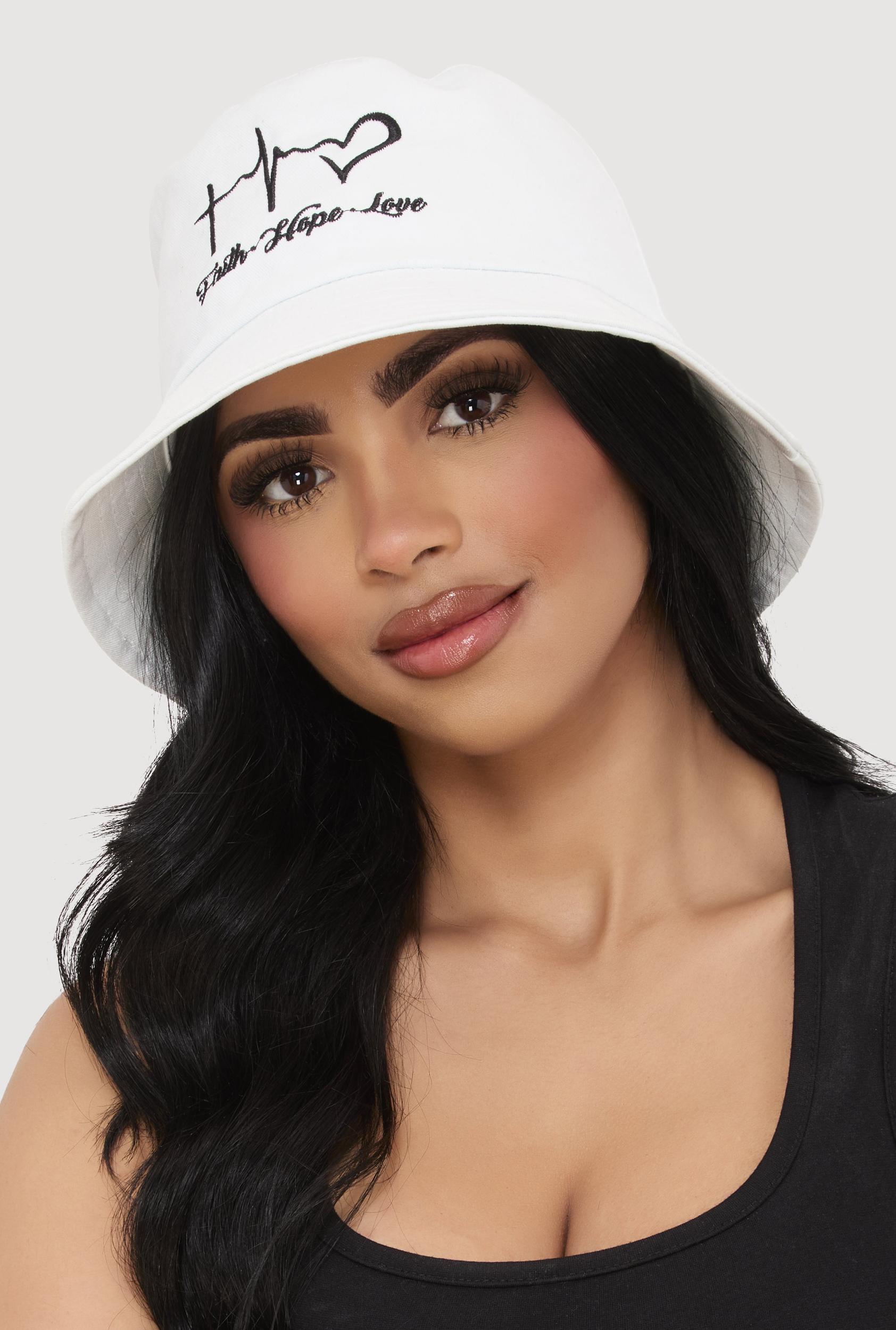 Faith Hope Love Embroidered Bucket Hat Female Product Image