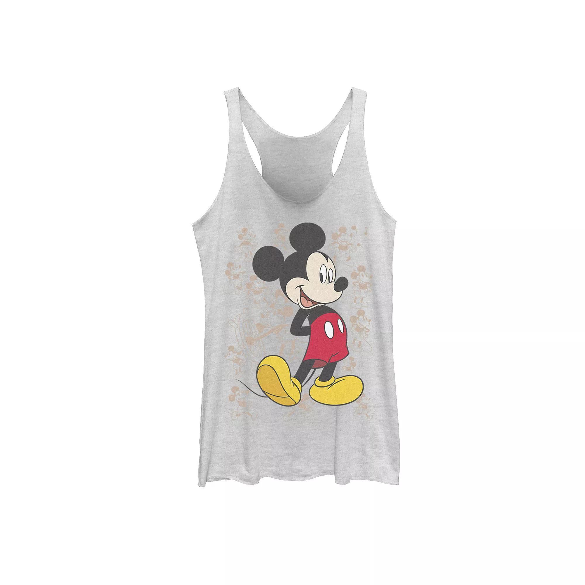 Juniors' Disney Mickey Mouse Many Mickeys Background Tank, Girl's, Size: XL, White Grey Product Image