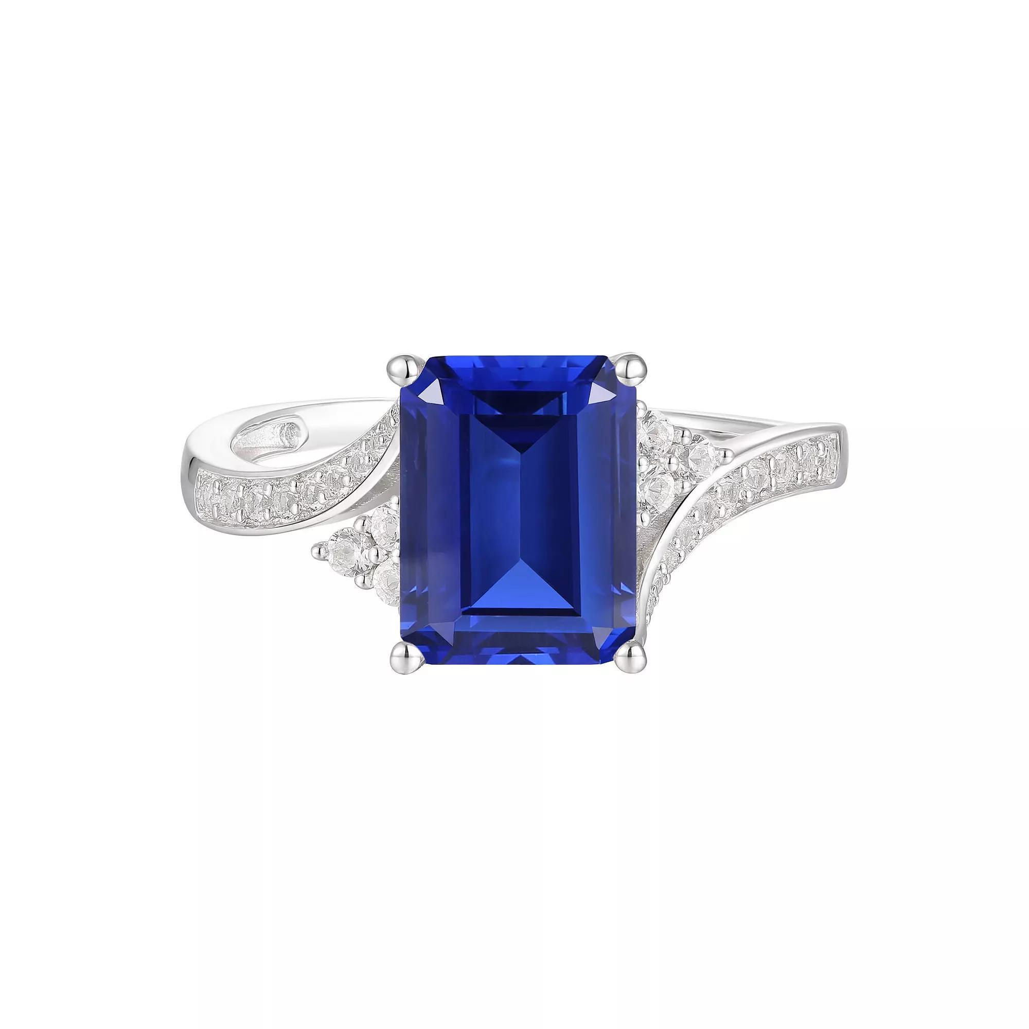 Stirling Silver Lab-Created Sapphire Ring, Women's, Size: 7, Sterling Product Image