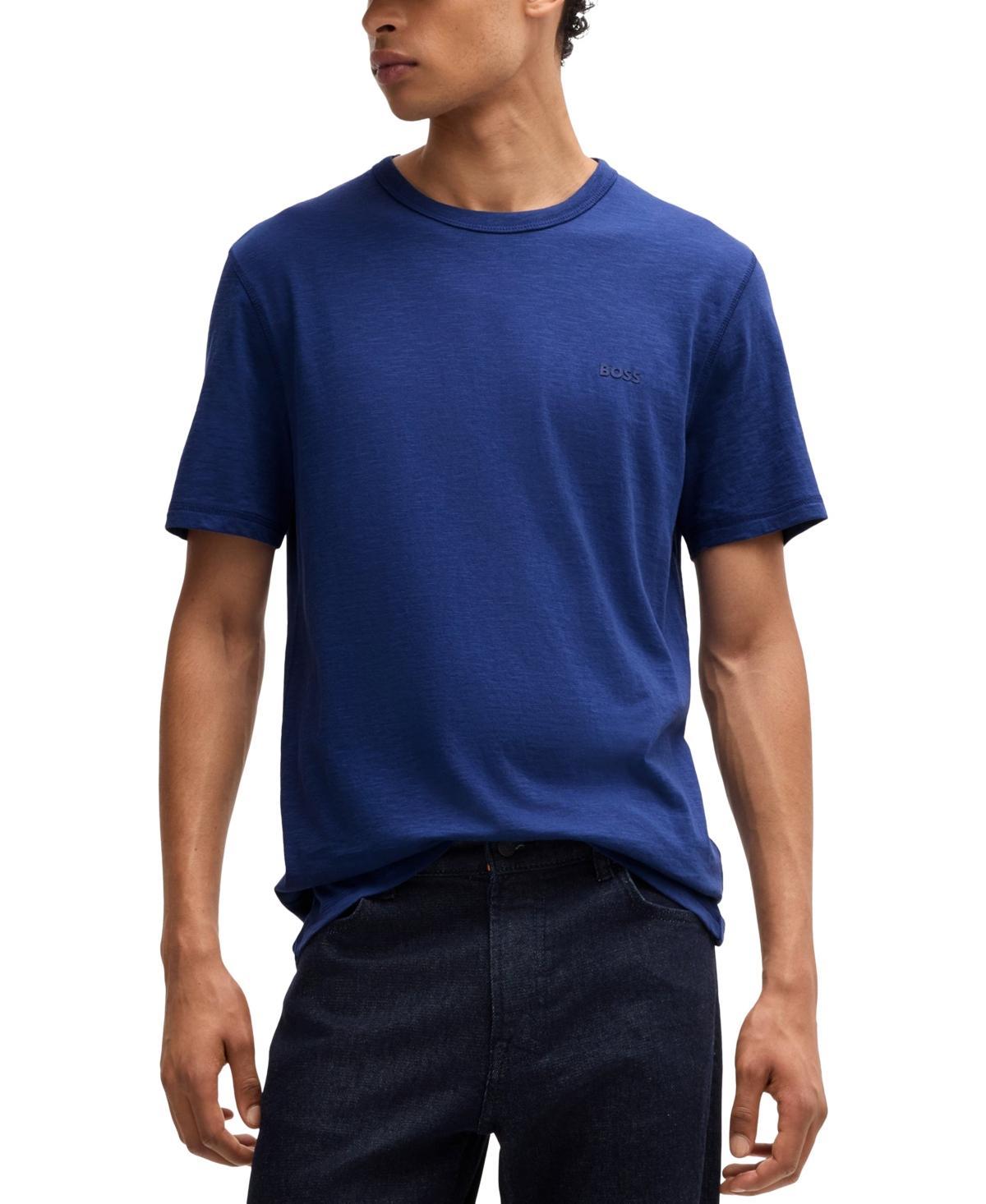 Mens Slub Cotton T-Shirt with Logo Detail Product Image