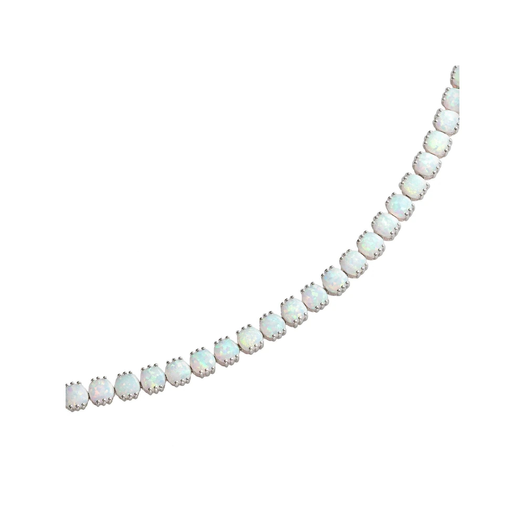 Sterling Silver Lab-Created Opal Bracelet, Womens Product Image