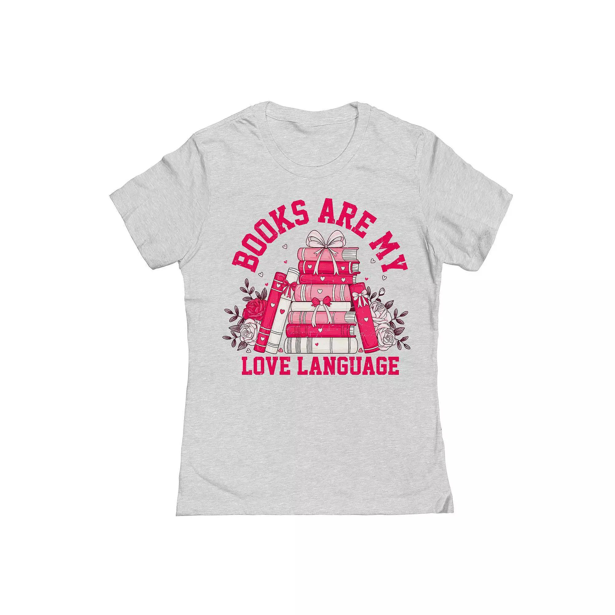 Junior's Books Love Language Graphic Tee, Women's, Size: Small, Grey Gray Product Image