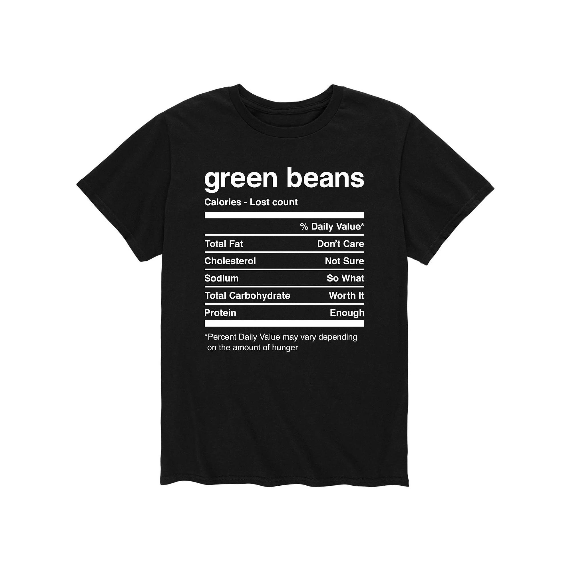 Mens Green Beans Nutrition Facts Tee Product Image