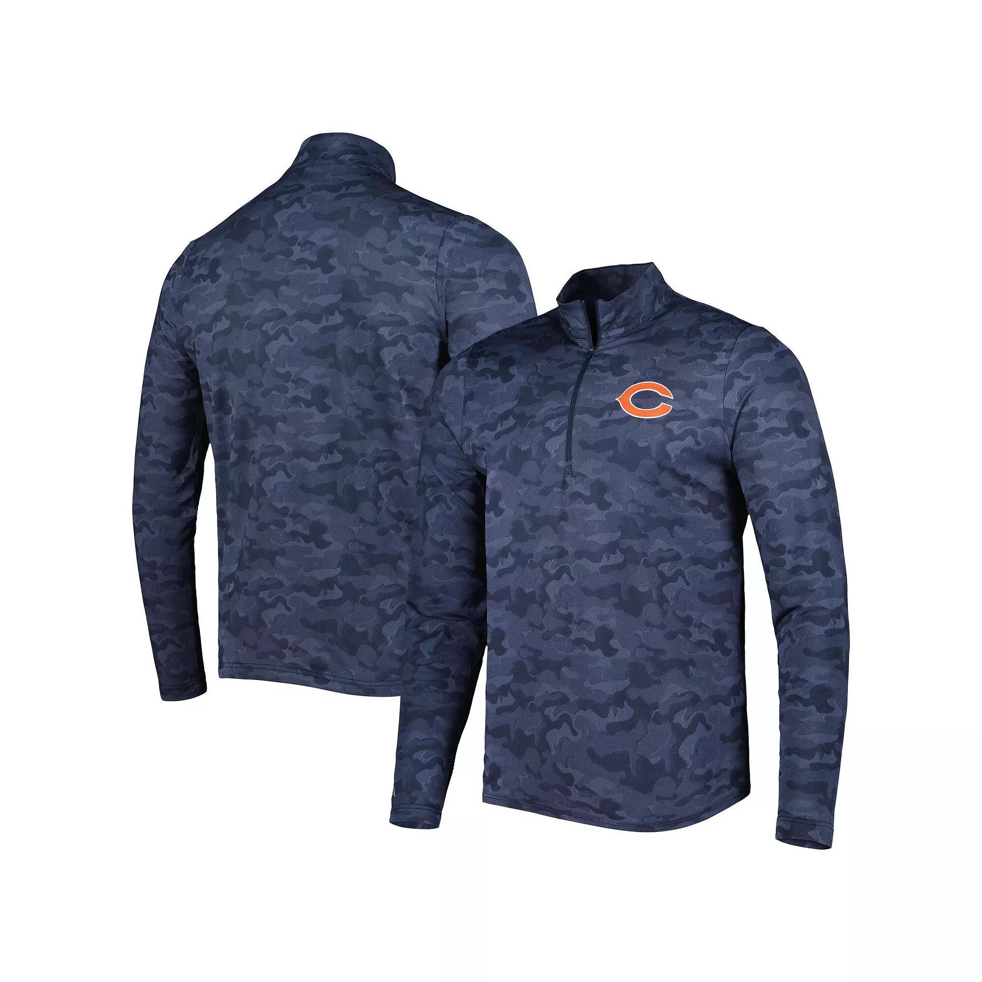 Men's Antigua Navy Chicago Bears Brigade Quarter-Zip Sweatshirt, Size: Small, Blue Product Image