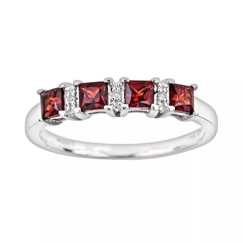 Celebration Gems Sterling Silver Opal & Diamond Accent Rectangle Halo Ring, Womens Product Image