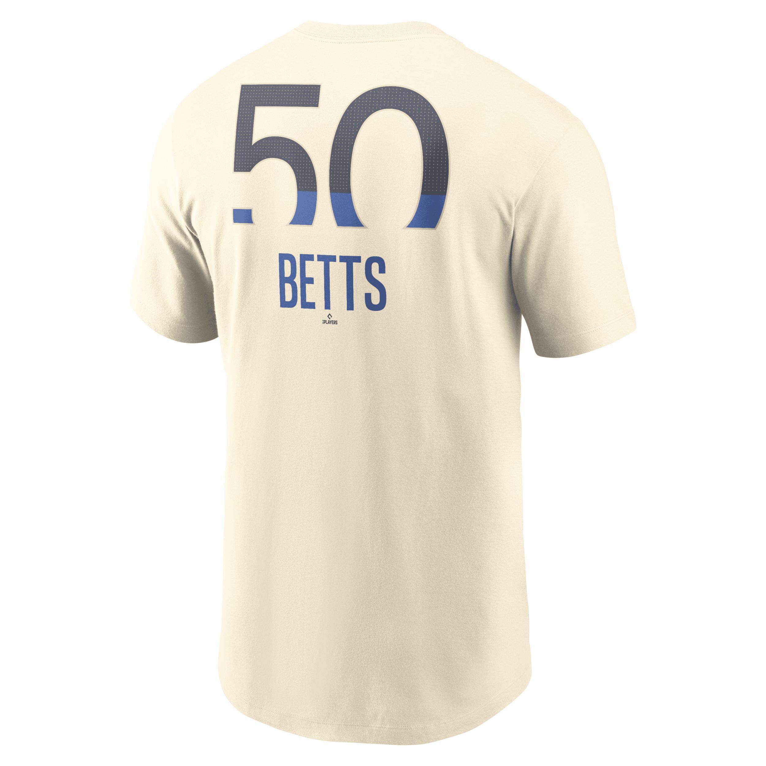 Nike Mens Mookie Betts Cream Los Angeles Dodgers 2024 City Connect Fuse Name Number T-Shirt - Cream Product Image