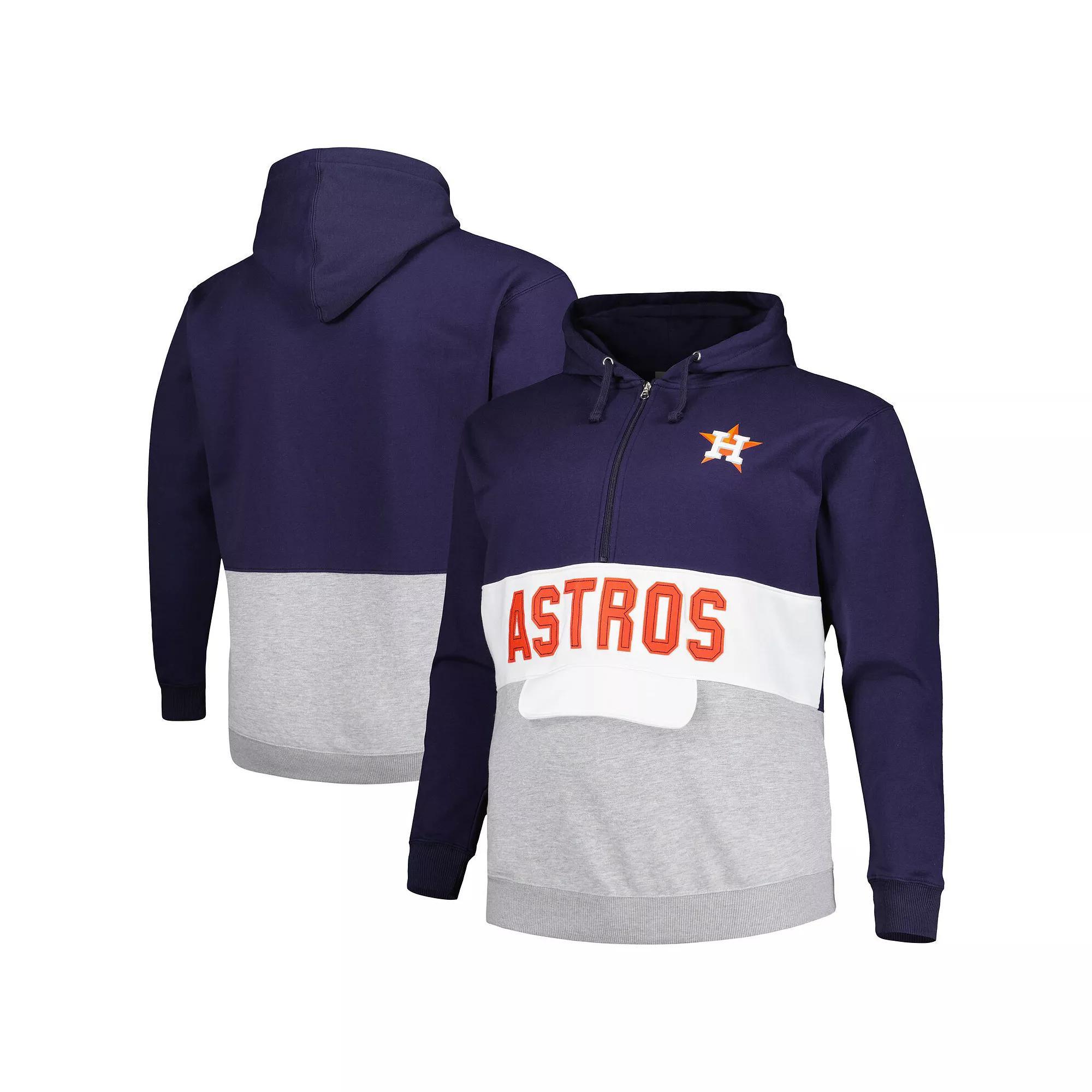Men's Navy/White Houston Astros Big & Tall Fleece Half-Zip Hoodie, Size: 2XLT, Blue Product Image