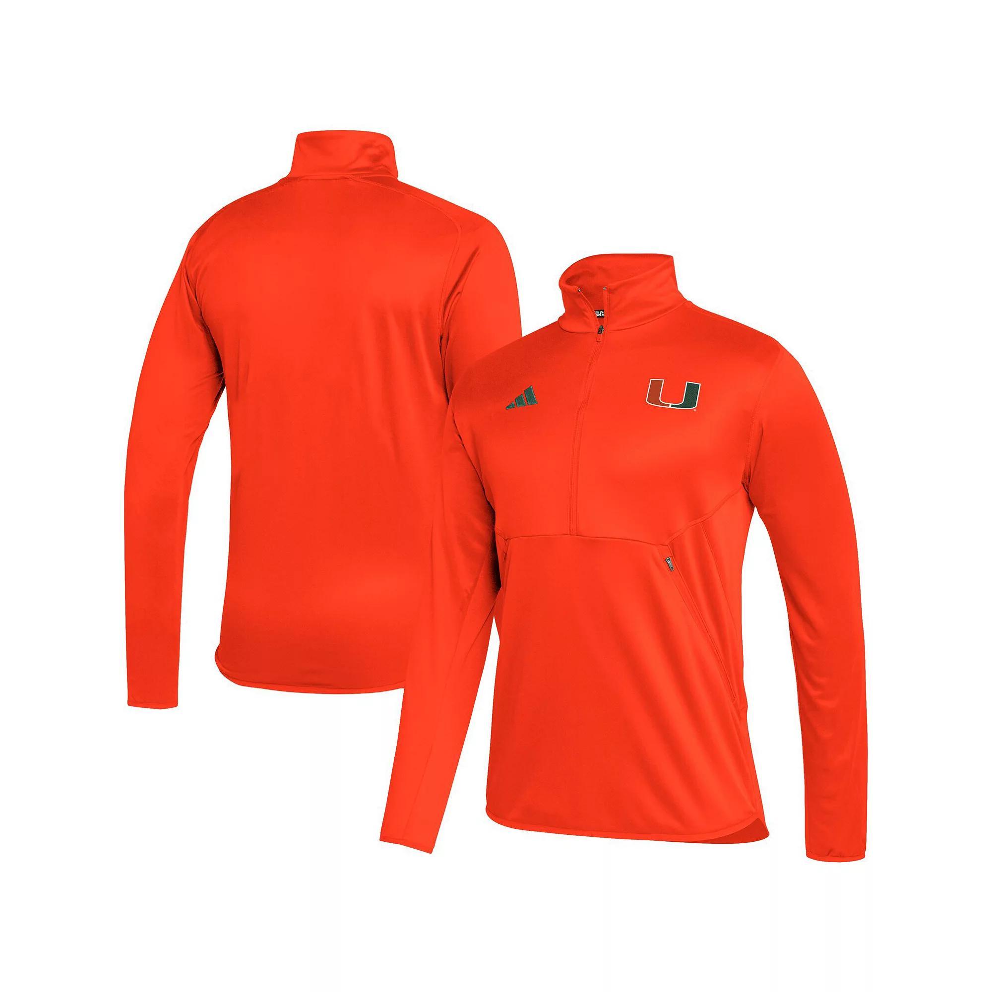 Men's adidas Orange Miami Hurricanes 2023 Sideline AEROREADY Half-Zip Top, Size: 2XL Product Image