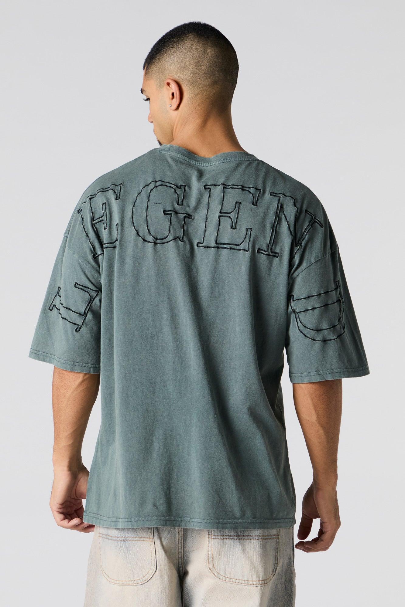 Embroidered Back Oversized Graphic T-Shirt Male Product Image