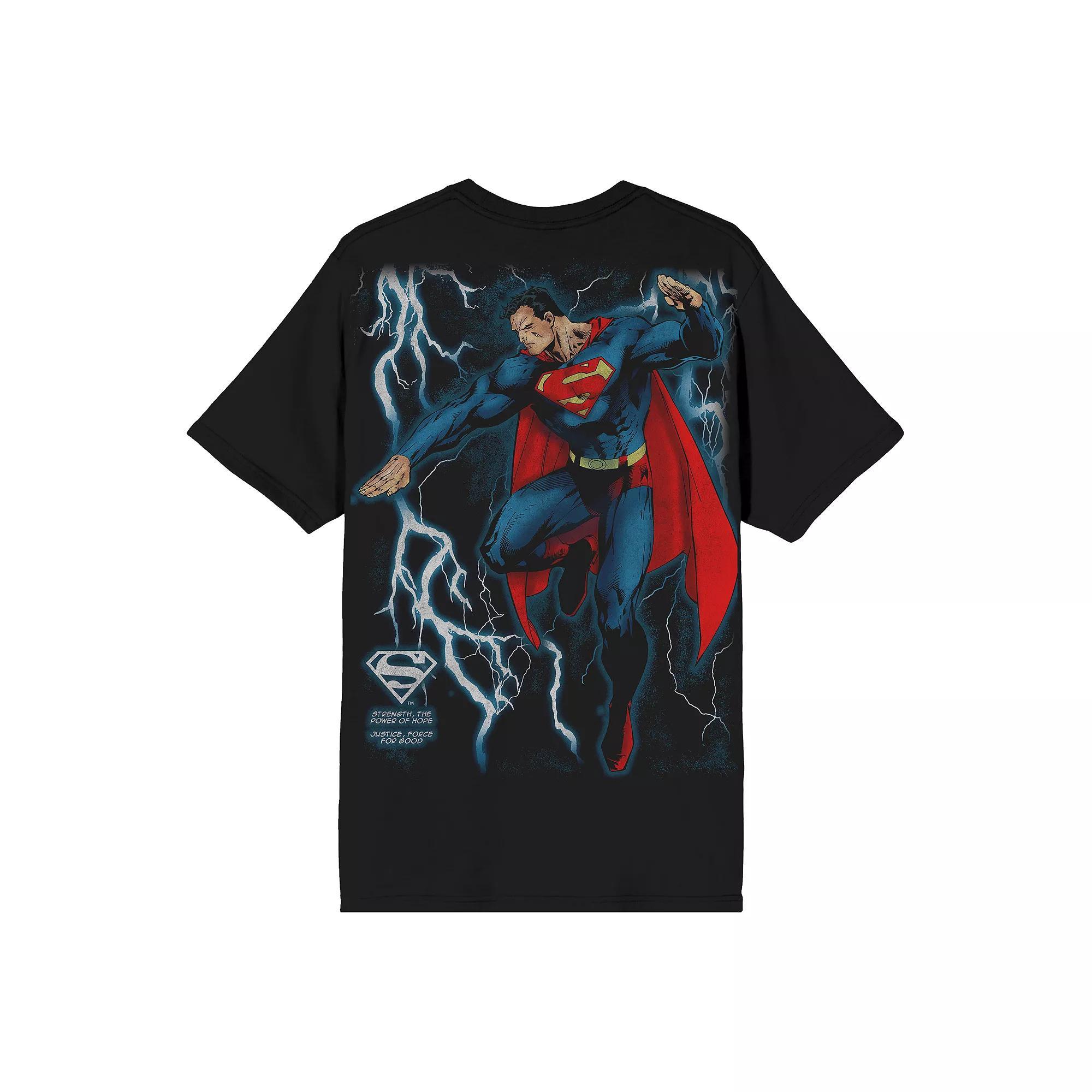 Men's Superman Lightning Graphic Tee, Size: Large, Black Product Image