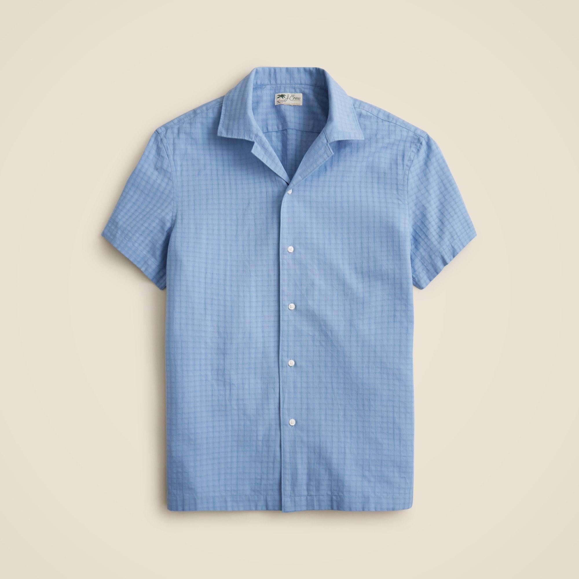 Short-sleeve cotton dobby camp-collar shirt Product Image