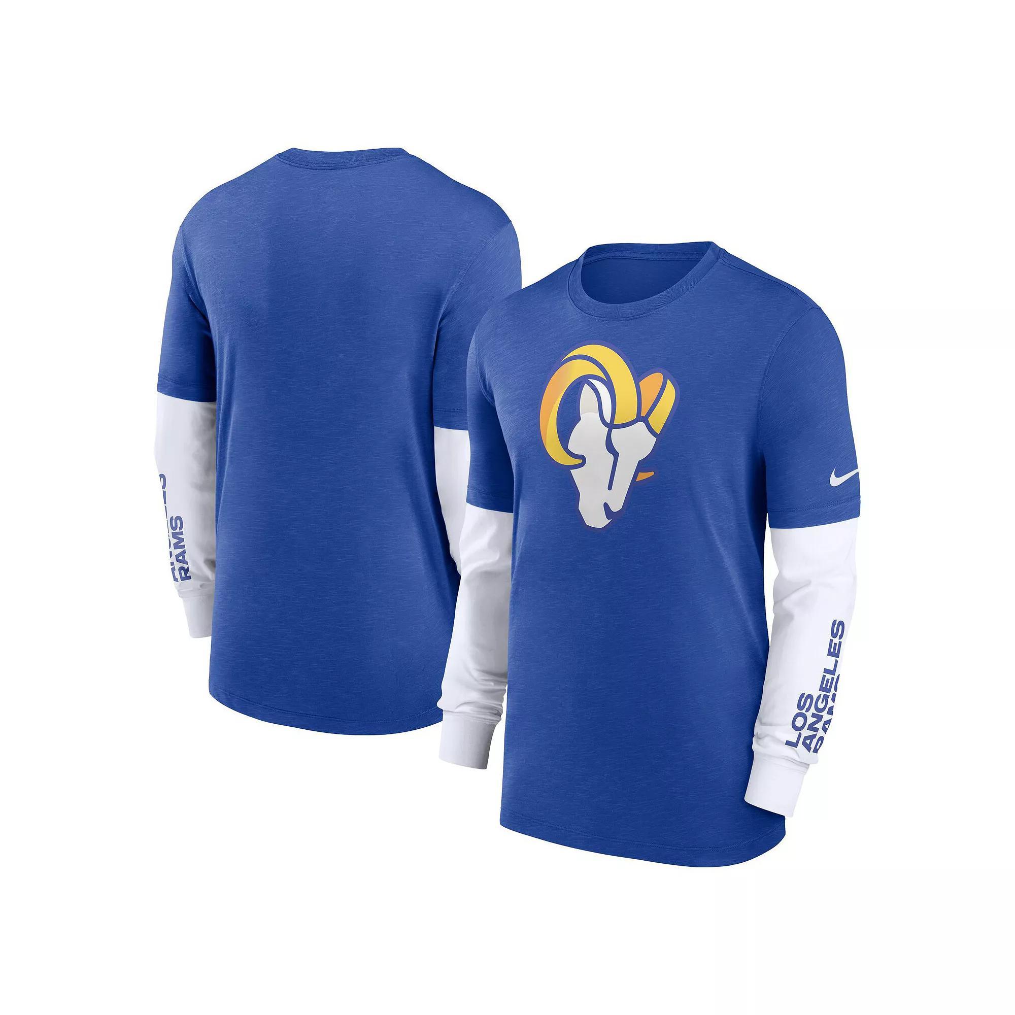 Men's Nike Heather Royal Los Angeles Rams Slub Fashion Long Sleeve T-Shirt, Size: 3XL, Blue Product Image