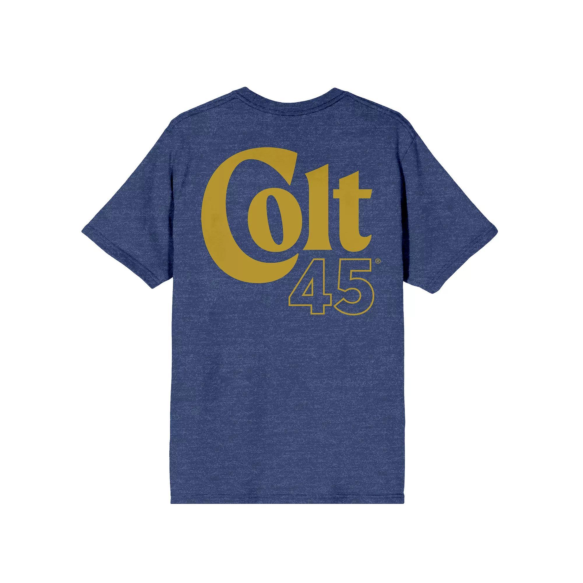 Men's Colt 45 Logo Art on Chest Graphic Tee, Size: Large, Blue Product Image