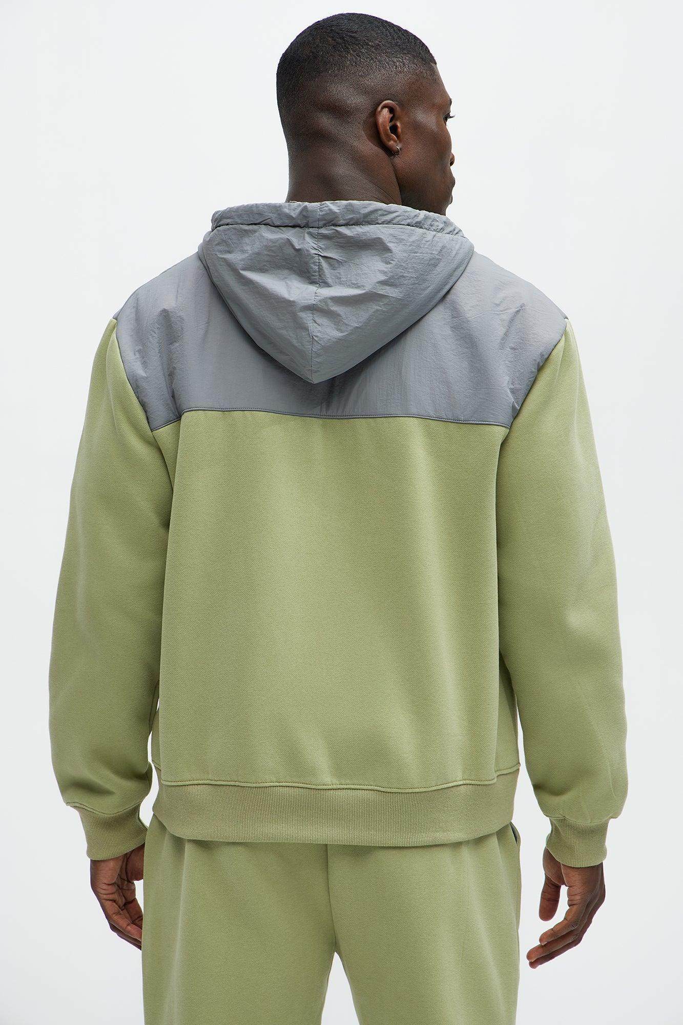 Diamond Zip Up Hoodie - Olive Product Image