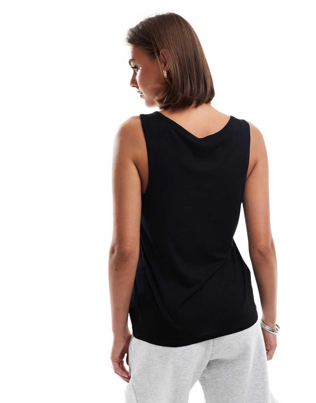 Mango relaxed scoop neck tank top in black Product Image