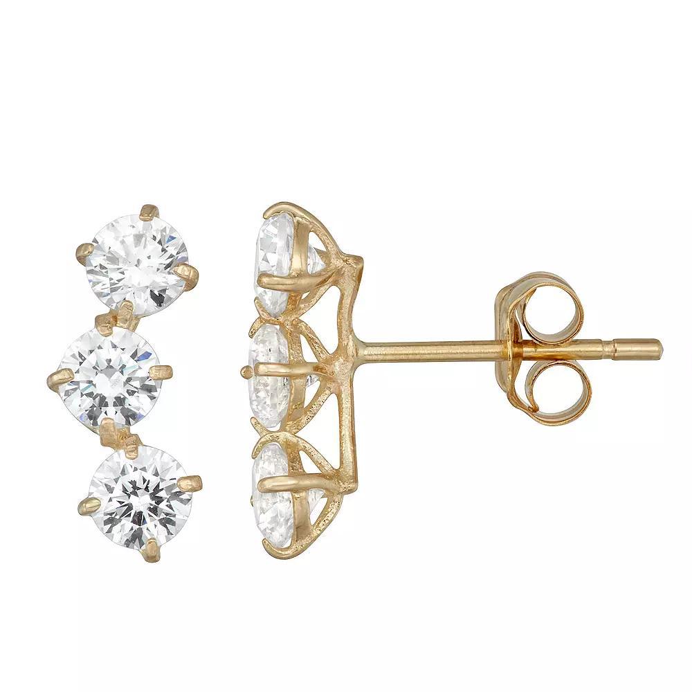Taylor Grace 10k Gold Cubic Zirconia Crawler Stud Earrings, Women's Product Image