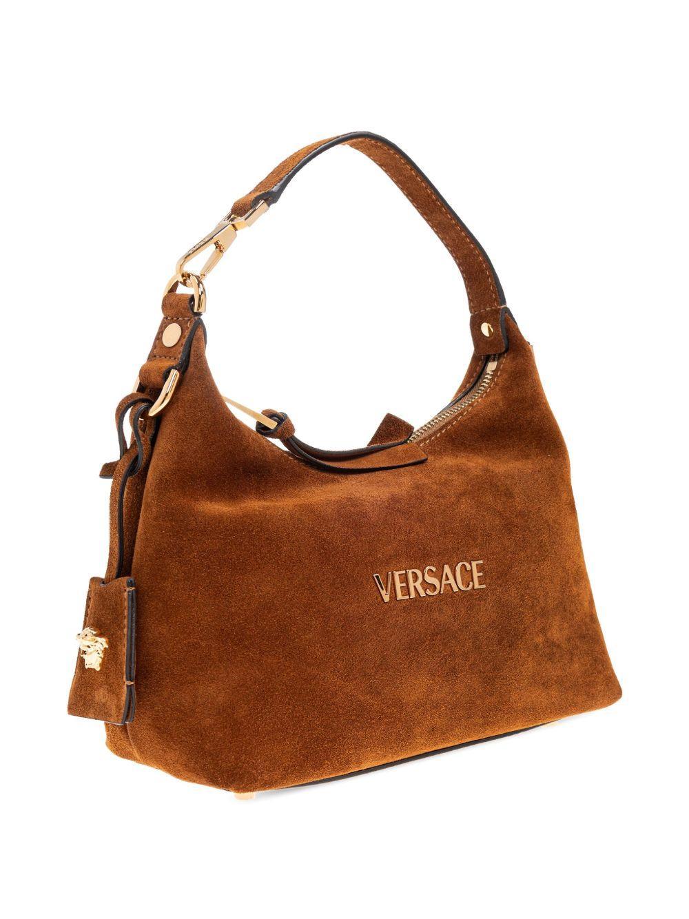 logo-lettering suede tote bag Product Image