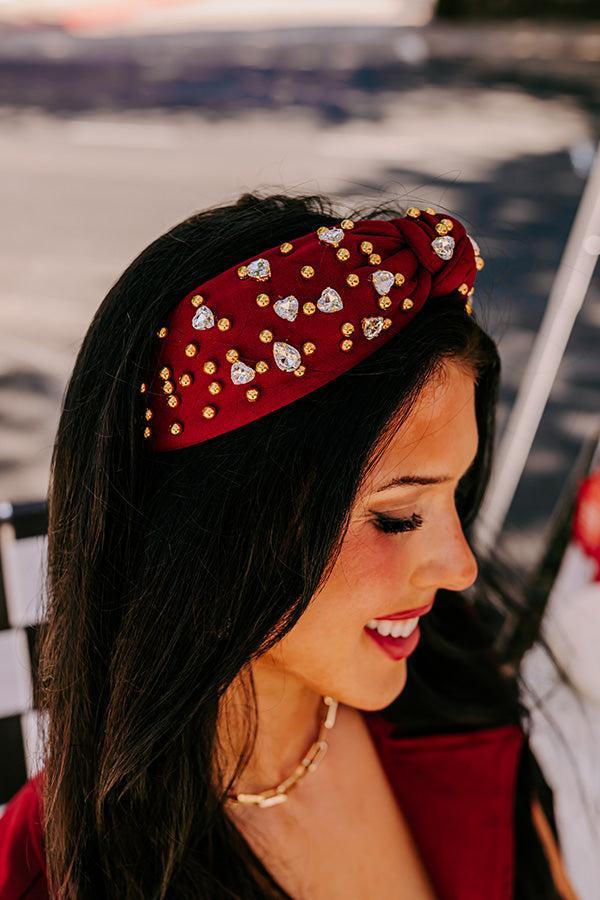 Effortless Radiance Embellished Headband In Wine Product Image