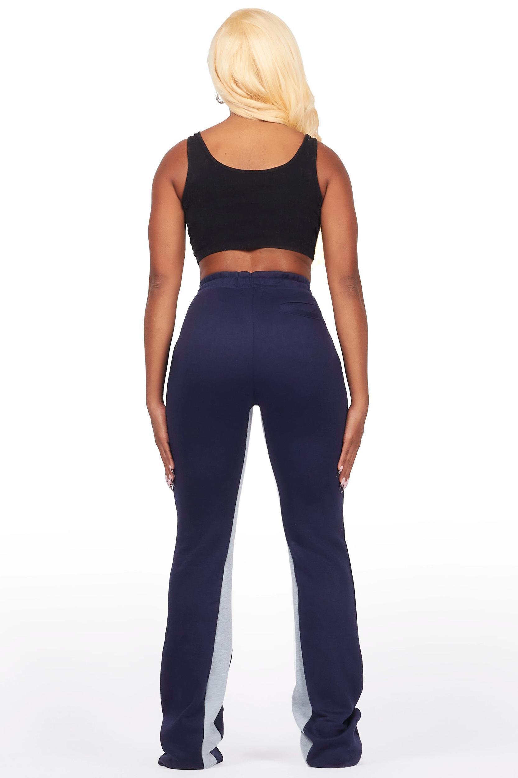 Juatica Navy Baggy Stacked Track Pant Female Product Image