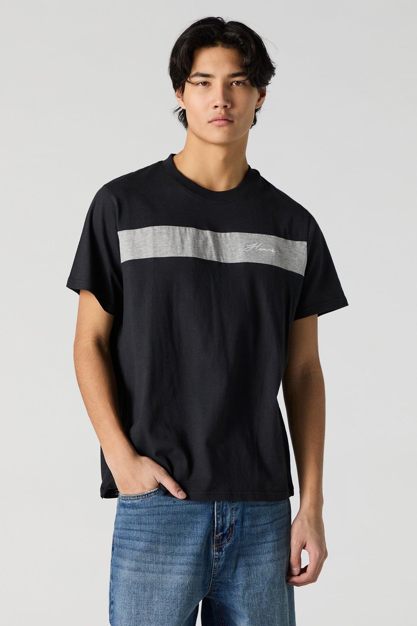 Embroidered Colourblock T-Shirt Male Product Image